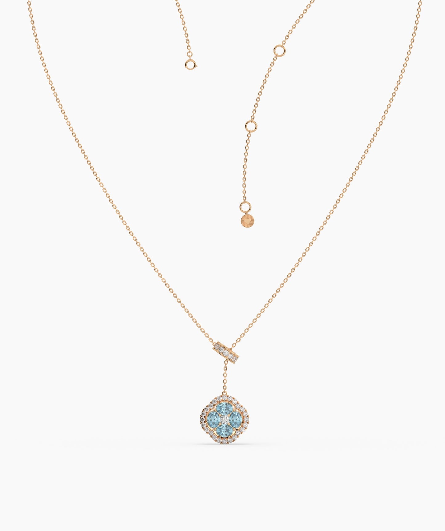 Elegant Blue Stone & Diamond Bow Necklace