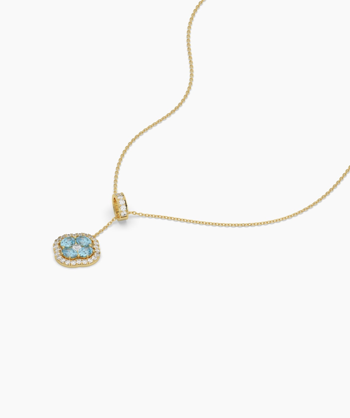 Elegant Blue Stone & Diamond Bow Necklace
