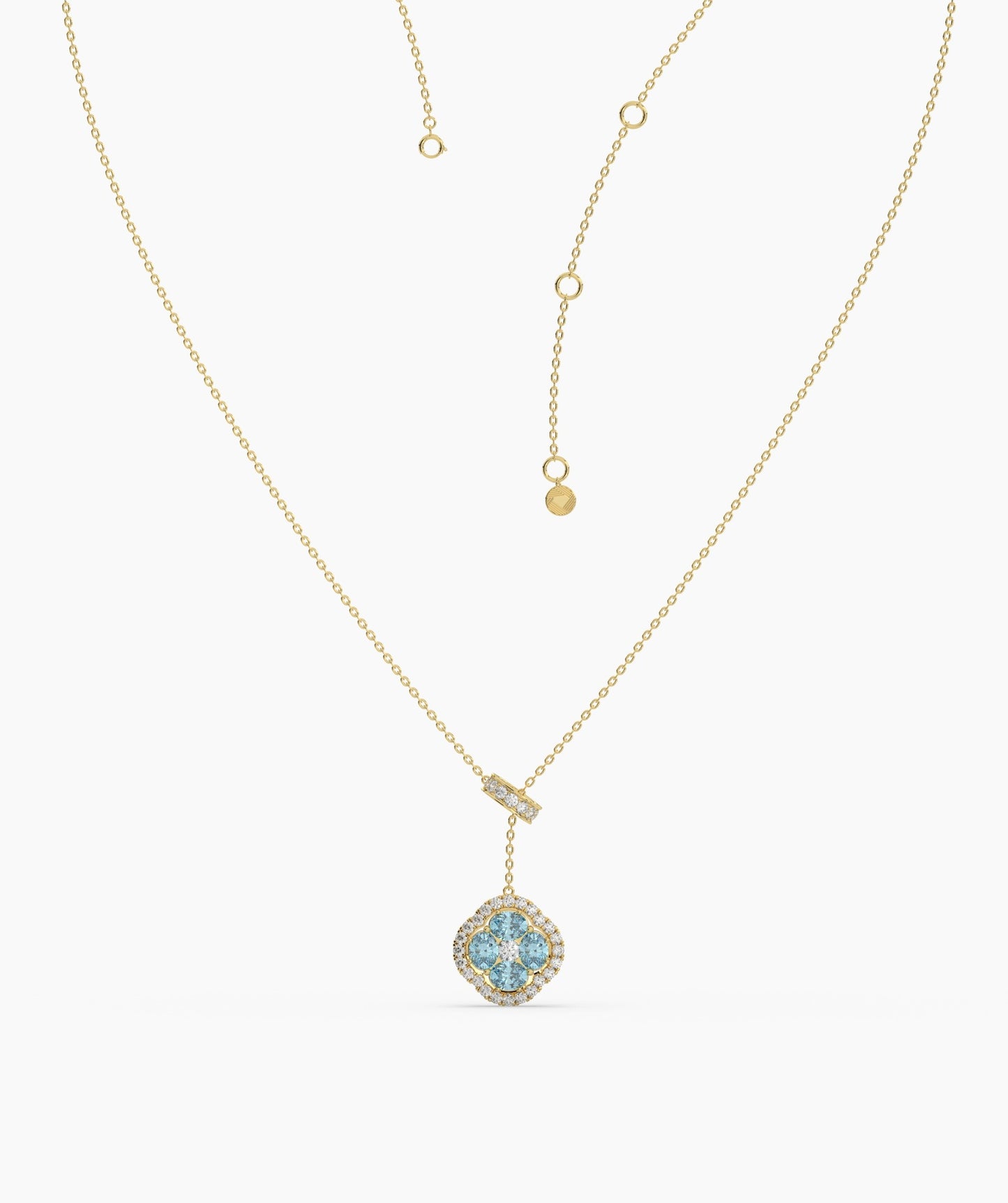 Elegant Blue Stone & Diamond Bow Necklace