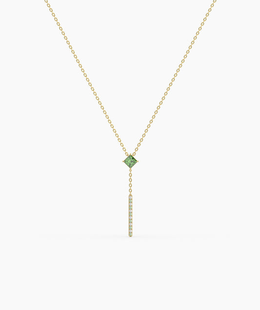 Contemporary Green Gem & Vertical Bar Necklace