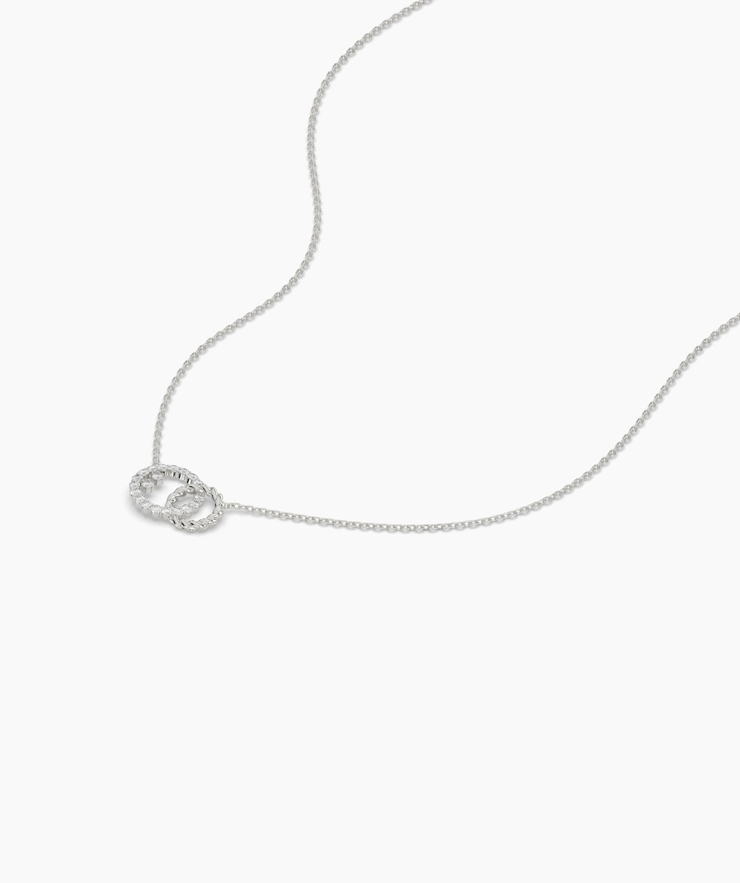 Dual Circle Pendant with Diamonds and Rope