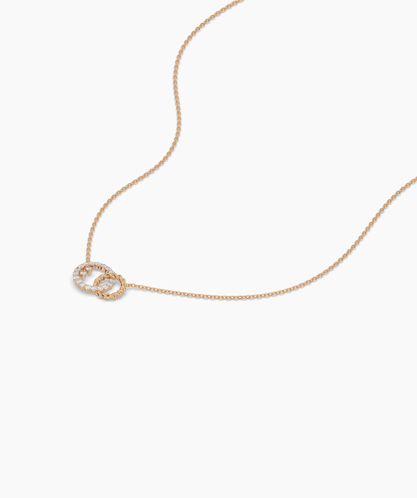 Dual Circle Pendant with Diamonds and Rope