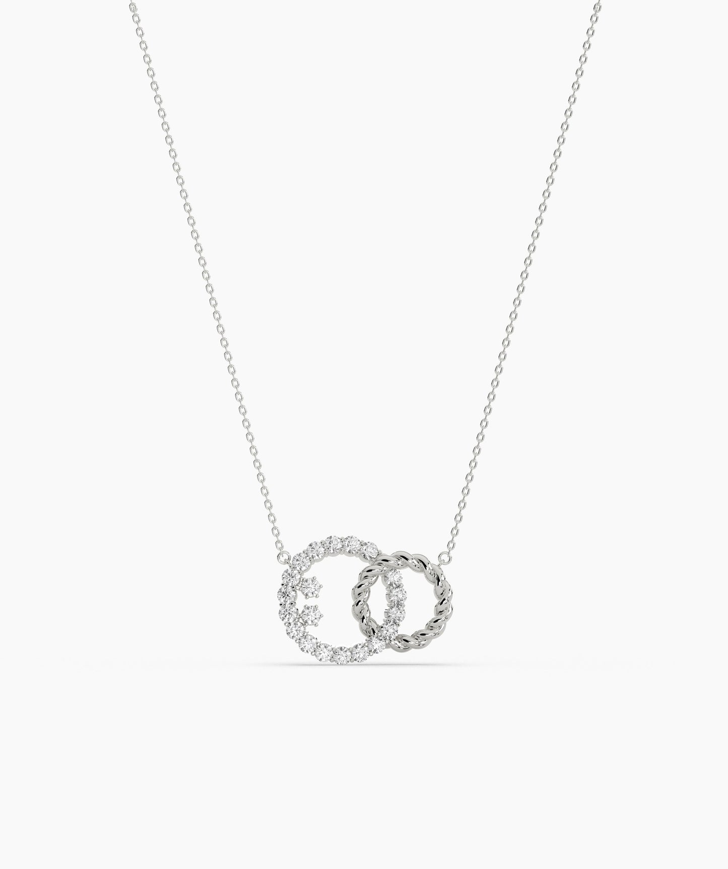 Dual Circle Pendant with Diamonds and Rope