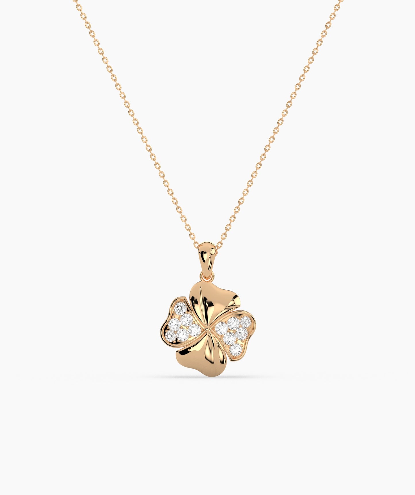 Elegant Clover Necklace in Gold & Diamonds