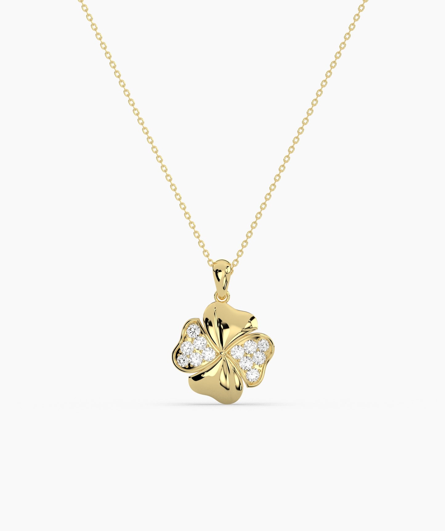 Elegant Clover Necklace in Gold & Diamonds