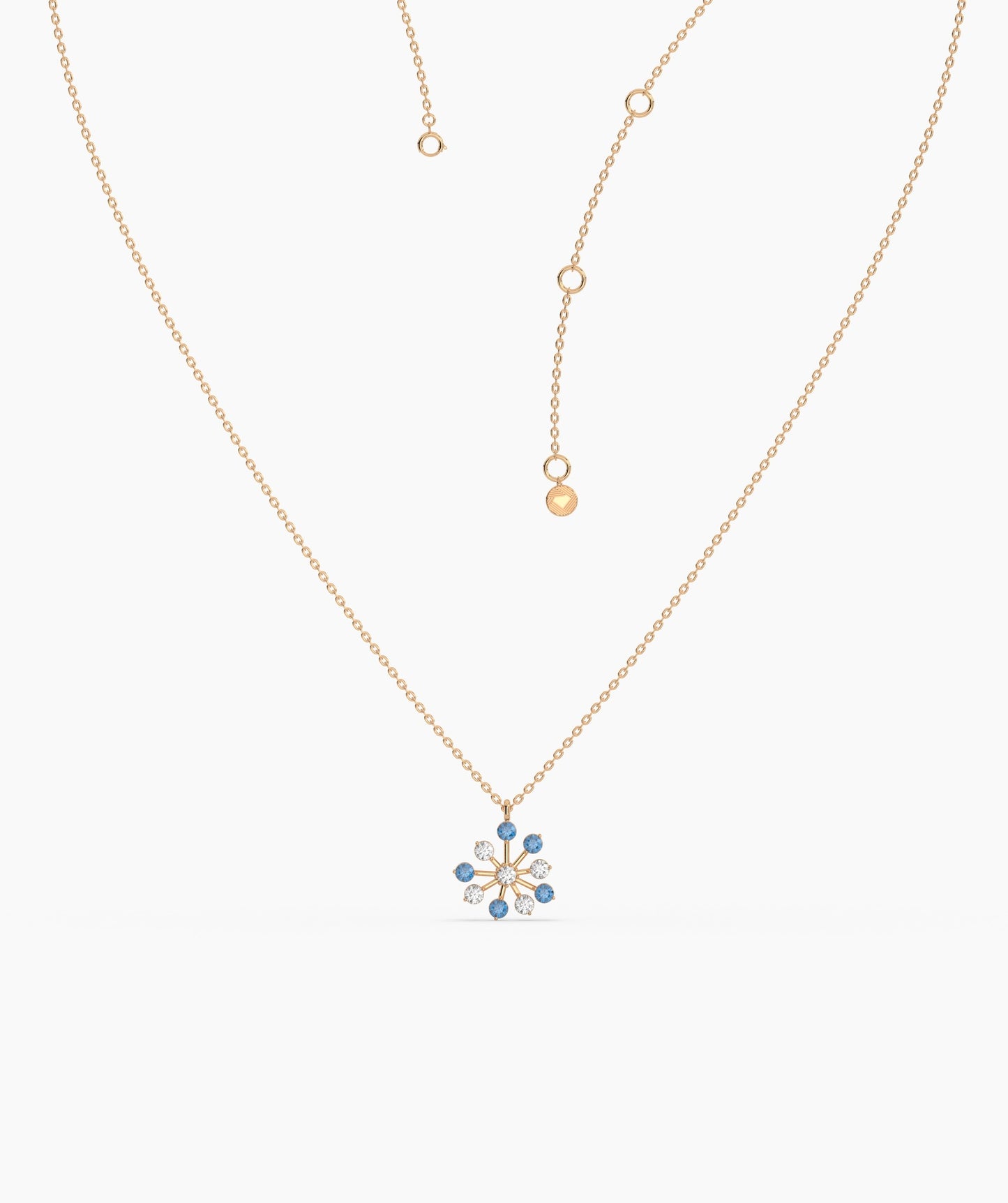 Blue Diamond Snow flower Necklace