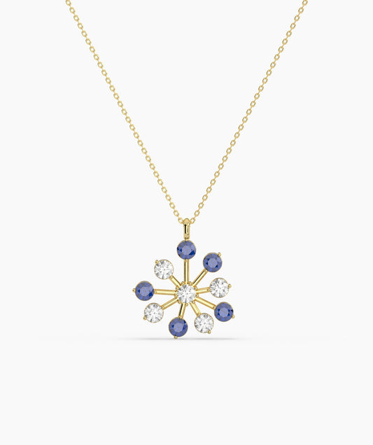 Blue Diamond Snow flower Necklace
