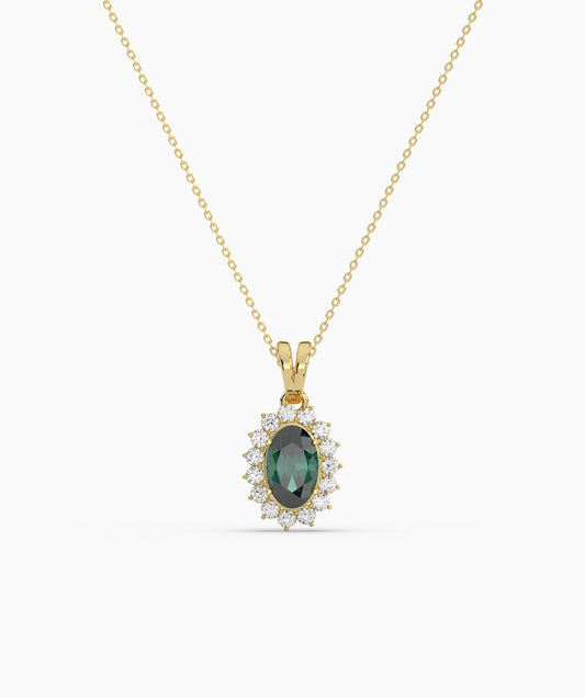Green Majesty Classic Halo Necklace