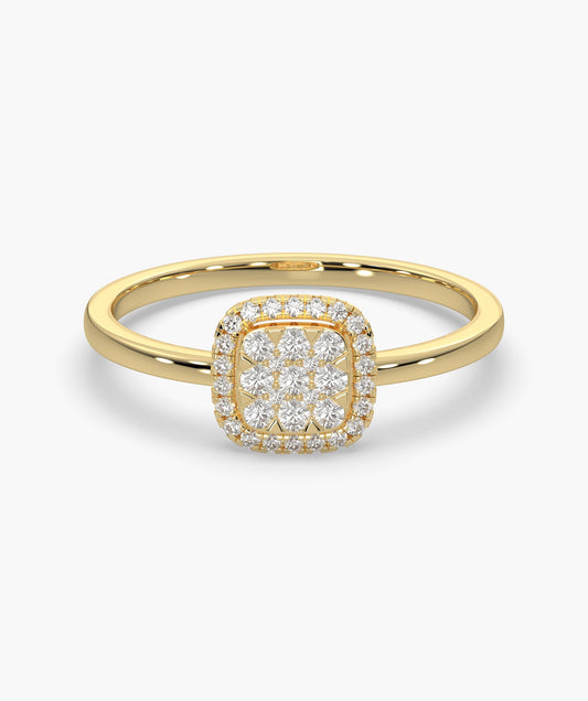 Floral Cushion Halo Diamond Ring