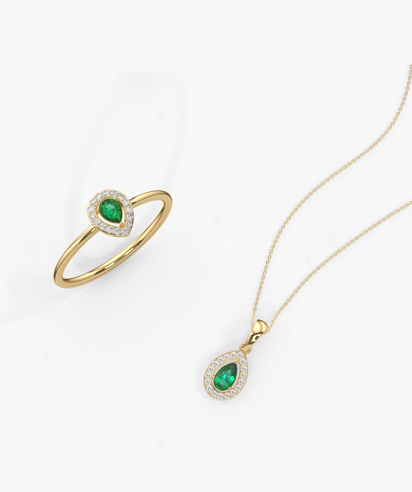 Emerald Diamond Jewelry Set