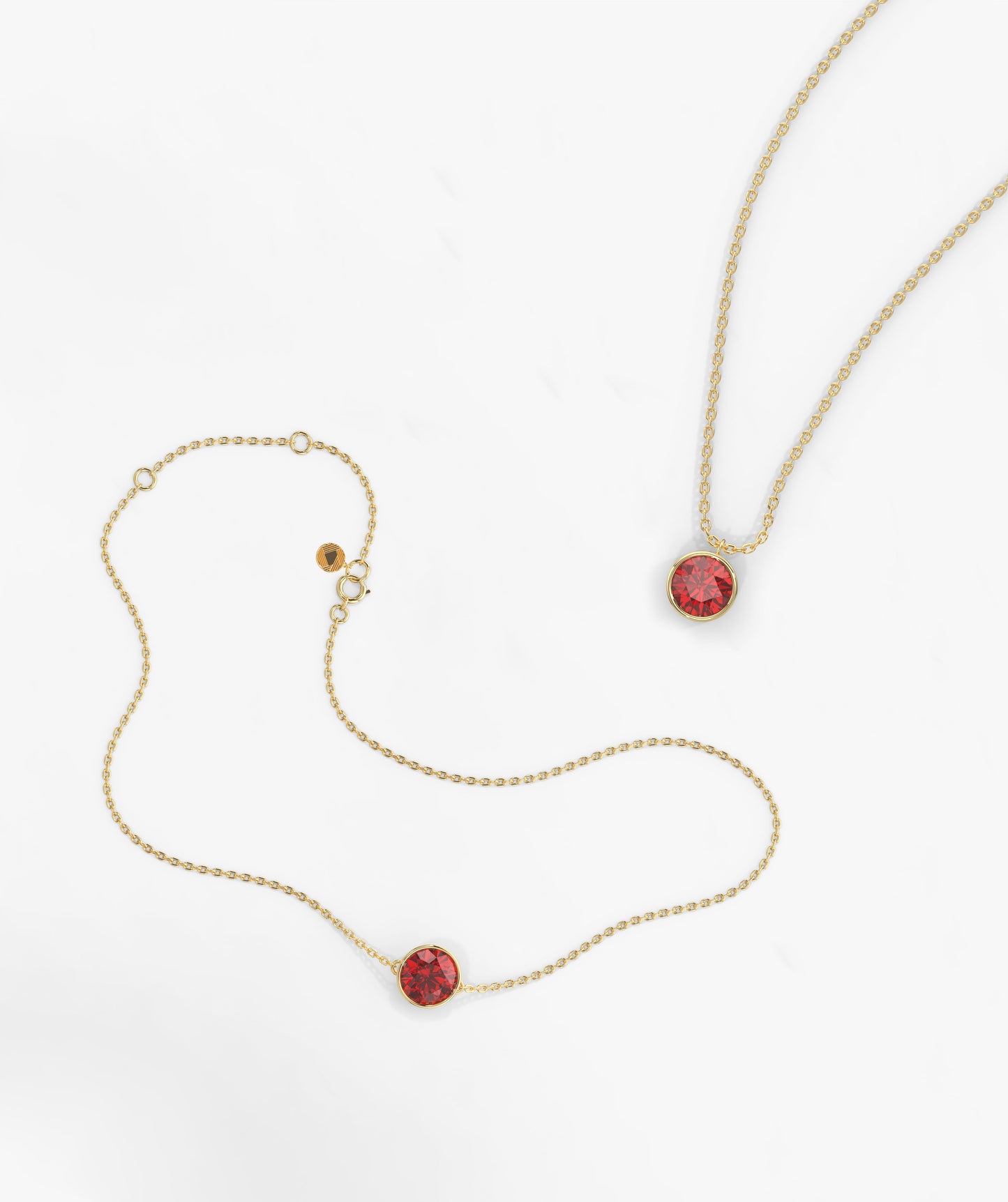 14k Gold Solitaire Garnet Necklace