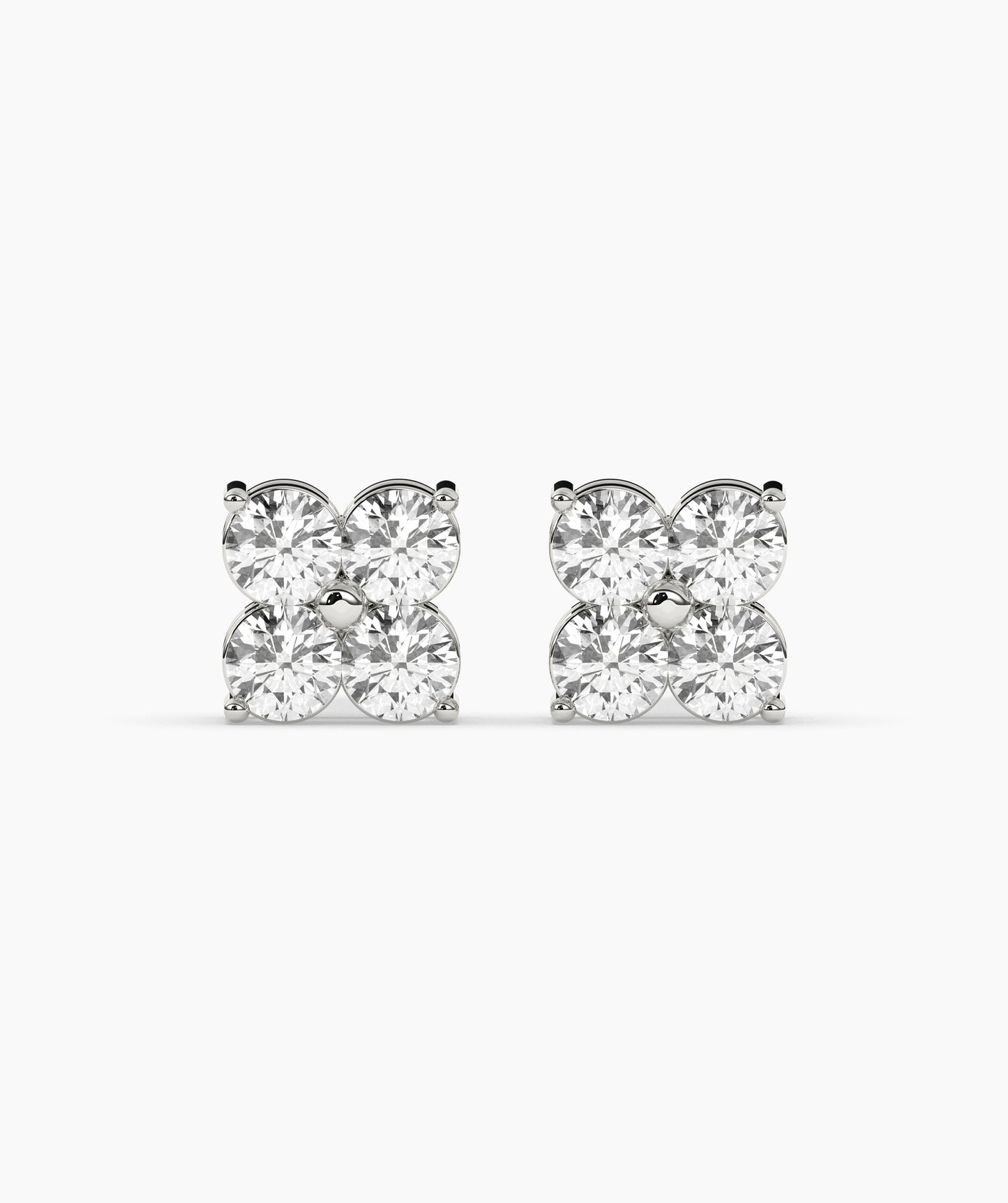 Floral Cluster Diamond Stud Earrings