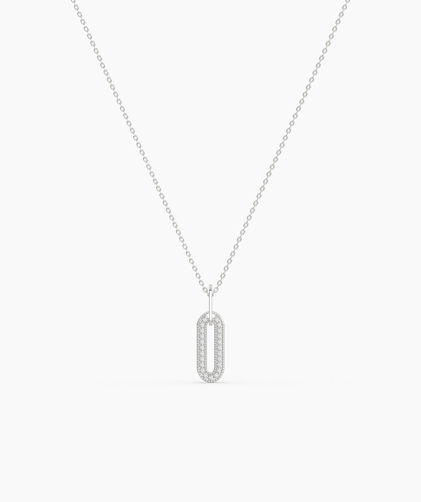 14k Gold Diamond Paperclip Pendant