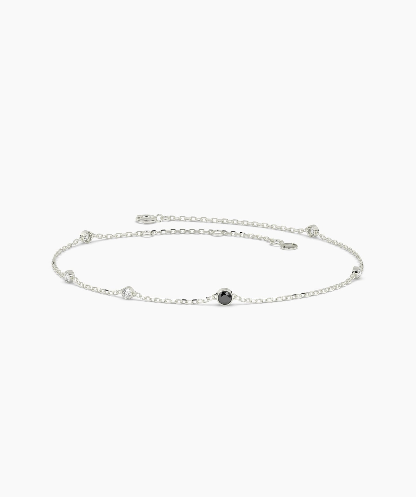 Colored Diamond and White Diamond Station Chain Bracelet in 14K Gold