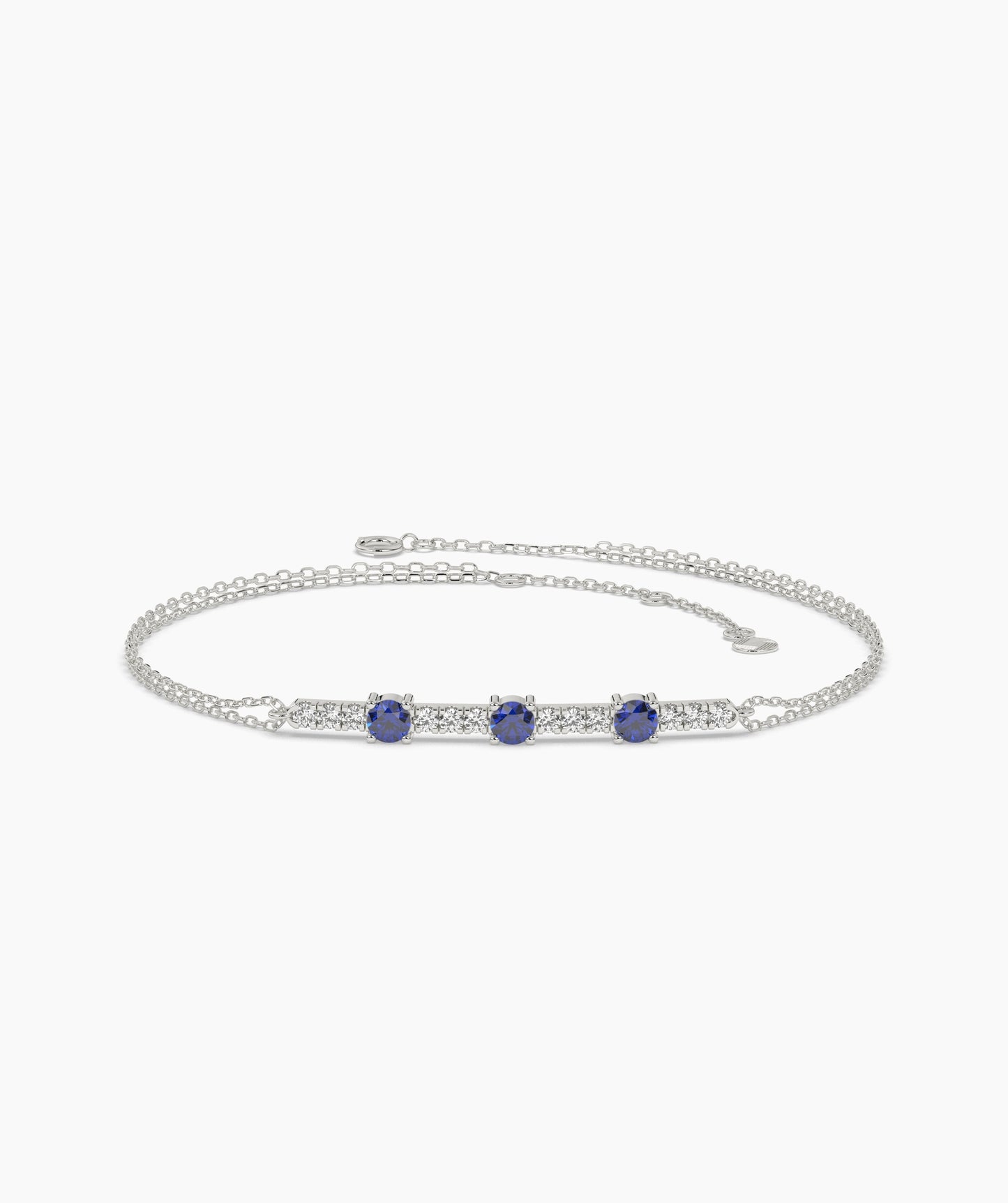 Three Stone Colored Diamond and White Diamond Bar Bracelet in 14K Gold