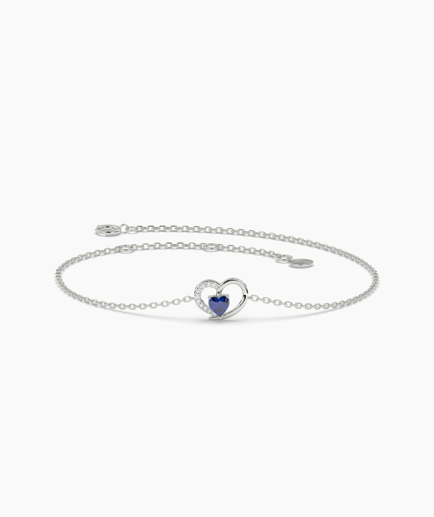 Open Heart and Birthstone Charm Chain Bracelet in 14K Gold
