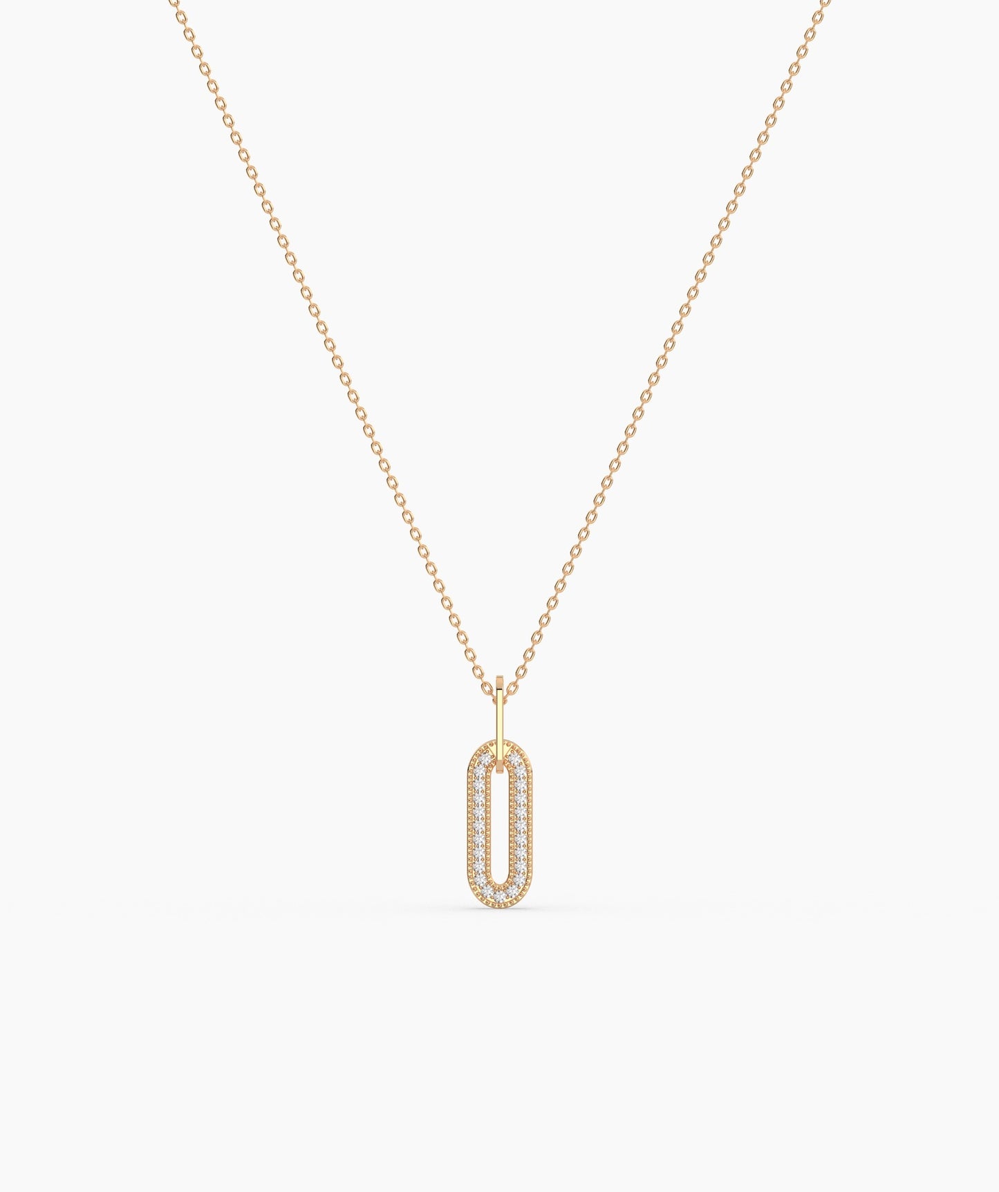 14k Gold Diamond Paperclip Pendant