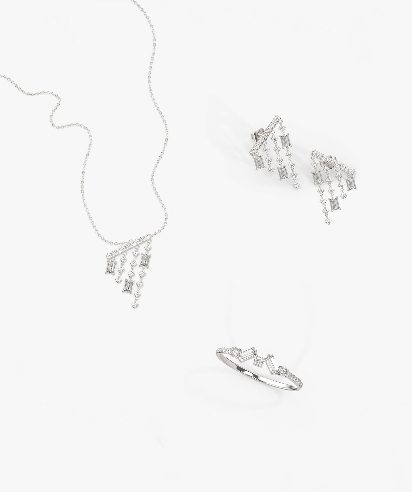 14k Solid Gold Dainty Diamond Set