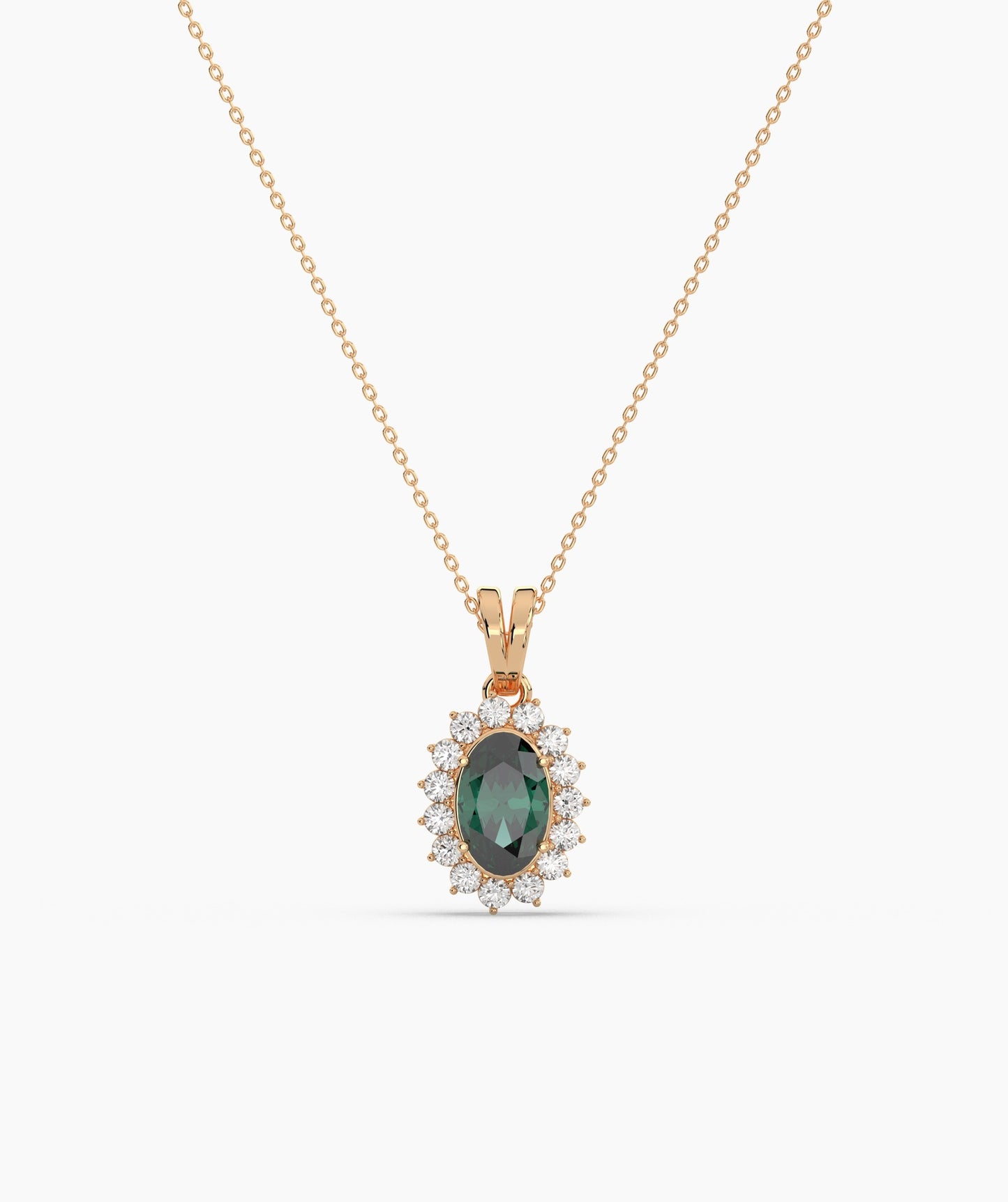 Green Majesty Classic Halo Necklace