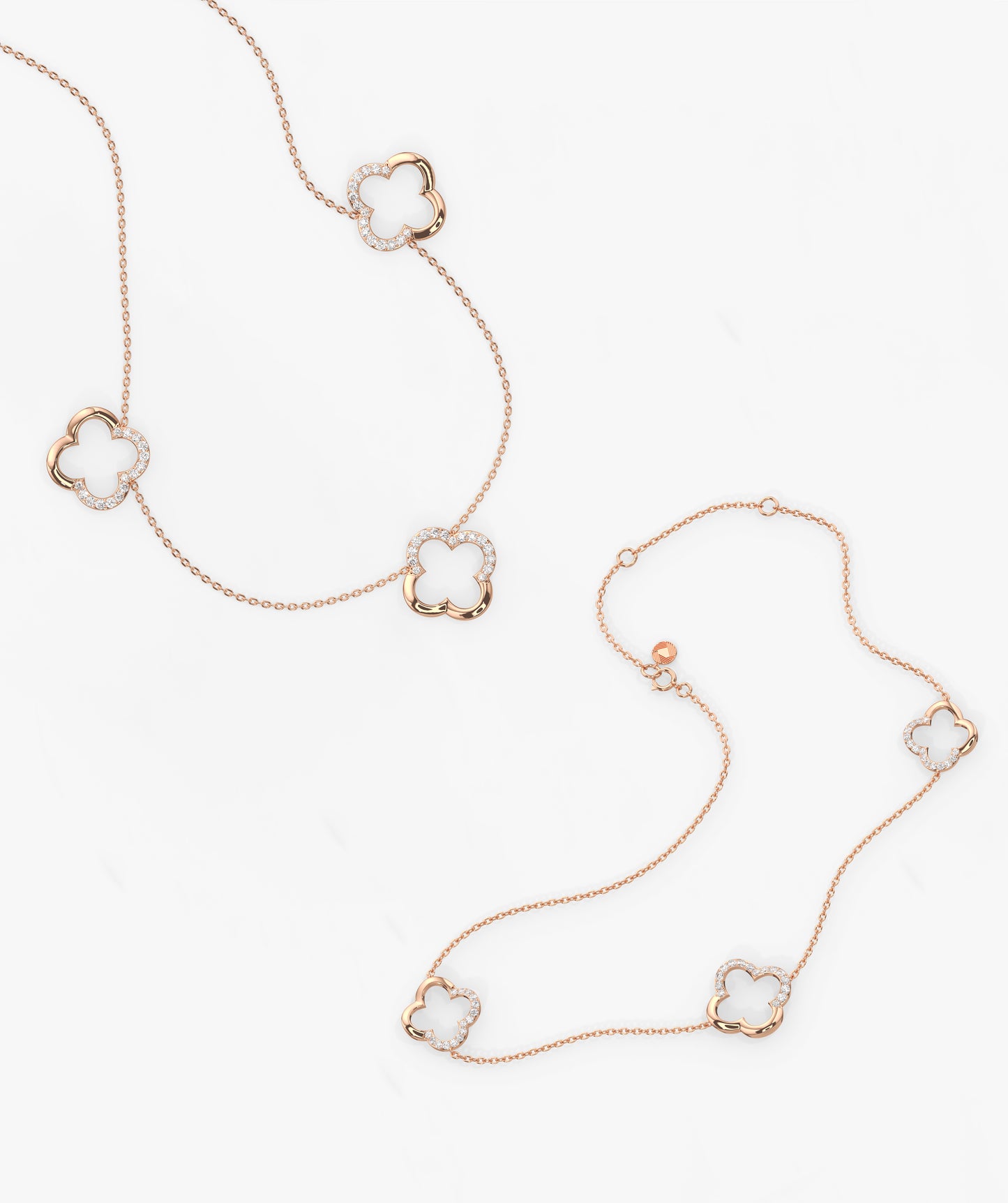 14K Gold Clover Diamond Jewelry Set