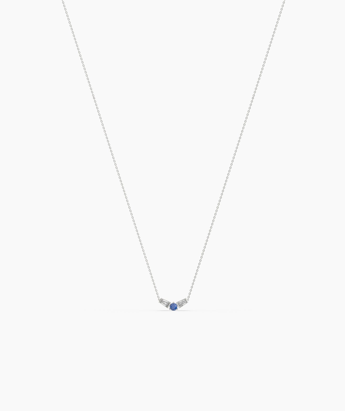 birthstone with Tapered Baguette Chevron Necklace