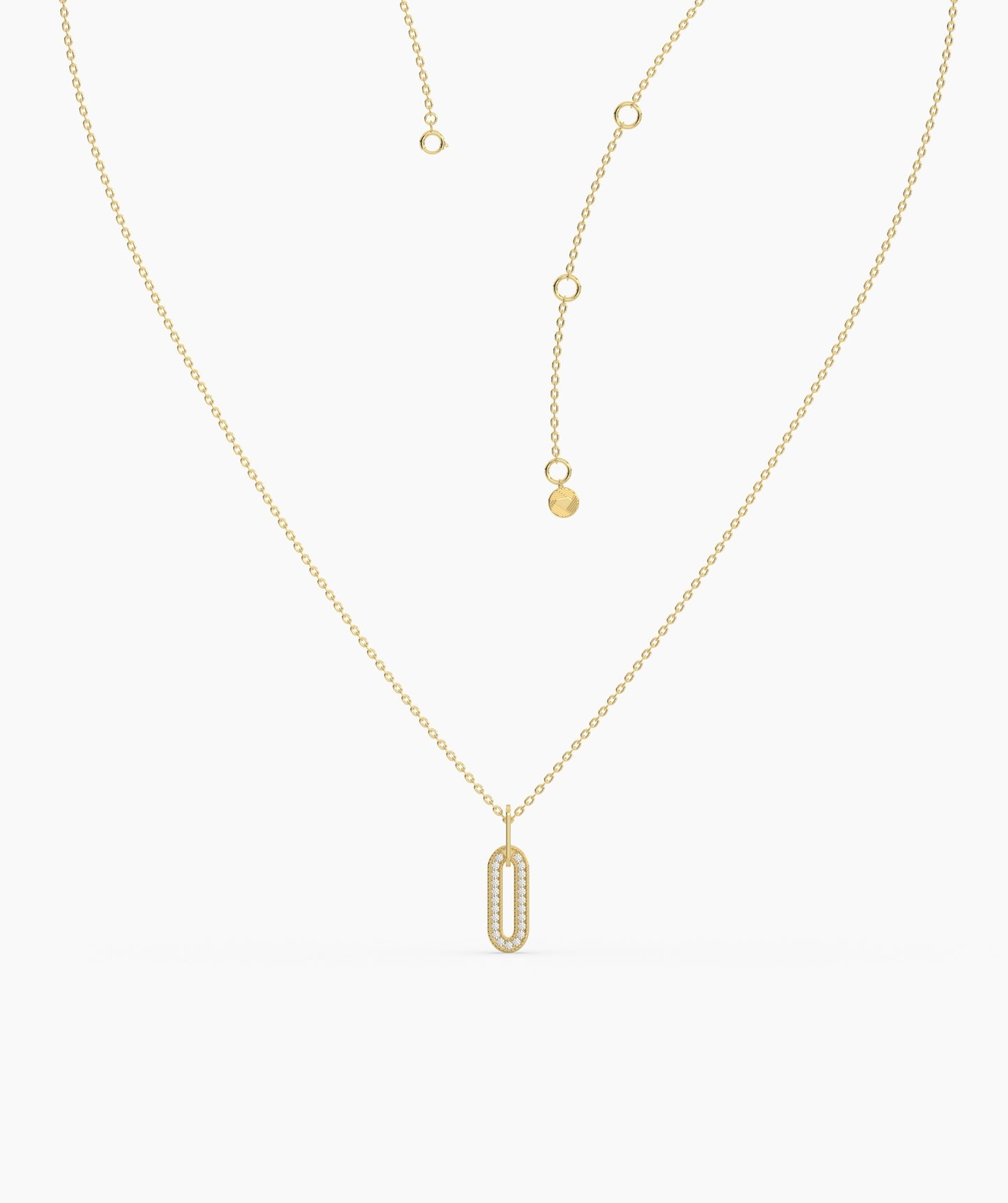 14k Gold Diamond Paperclip Pendant