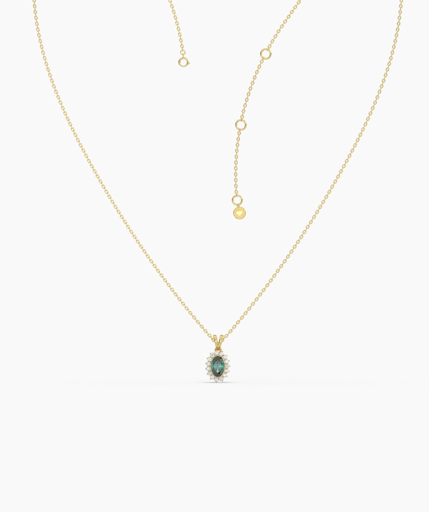 Green Majesty Classic Halo Necklace