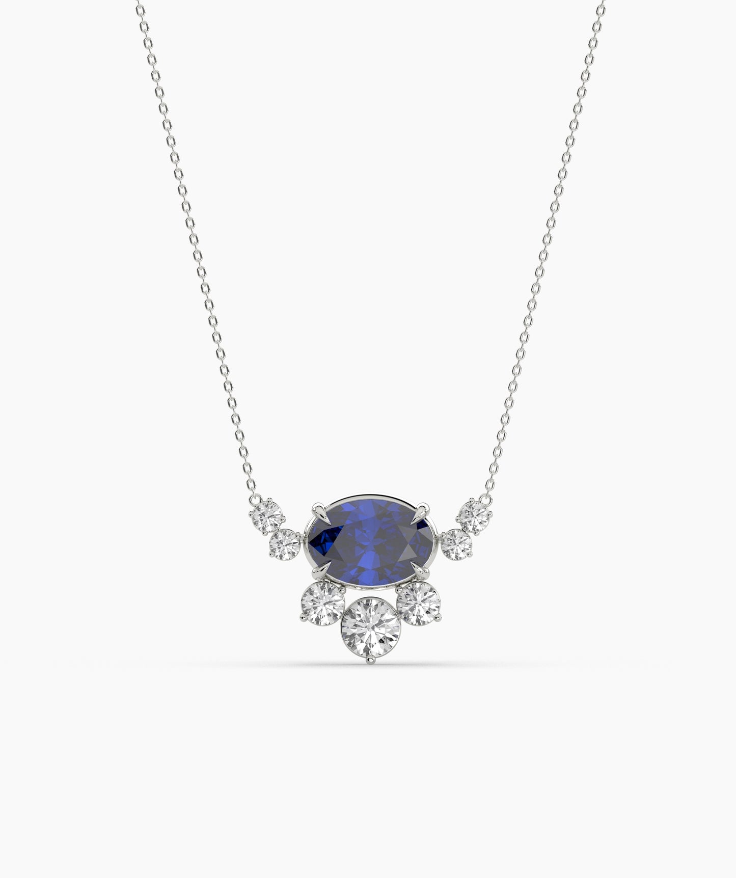 Oval Green Gemstone & Diamond Sunburst Pendant Necklace