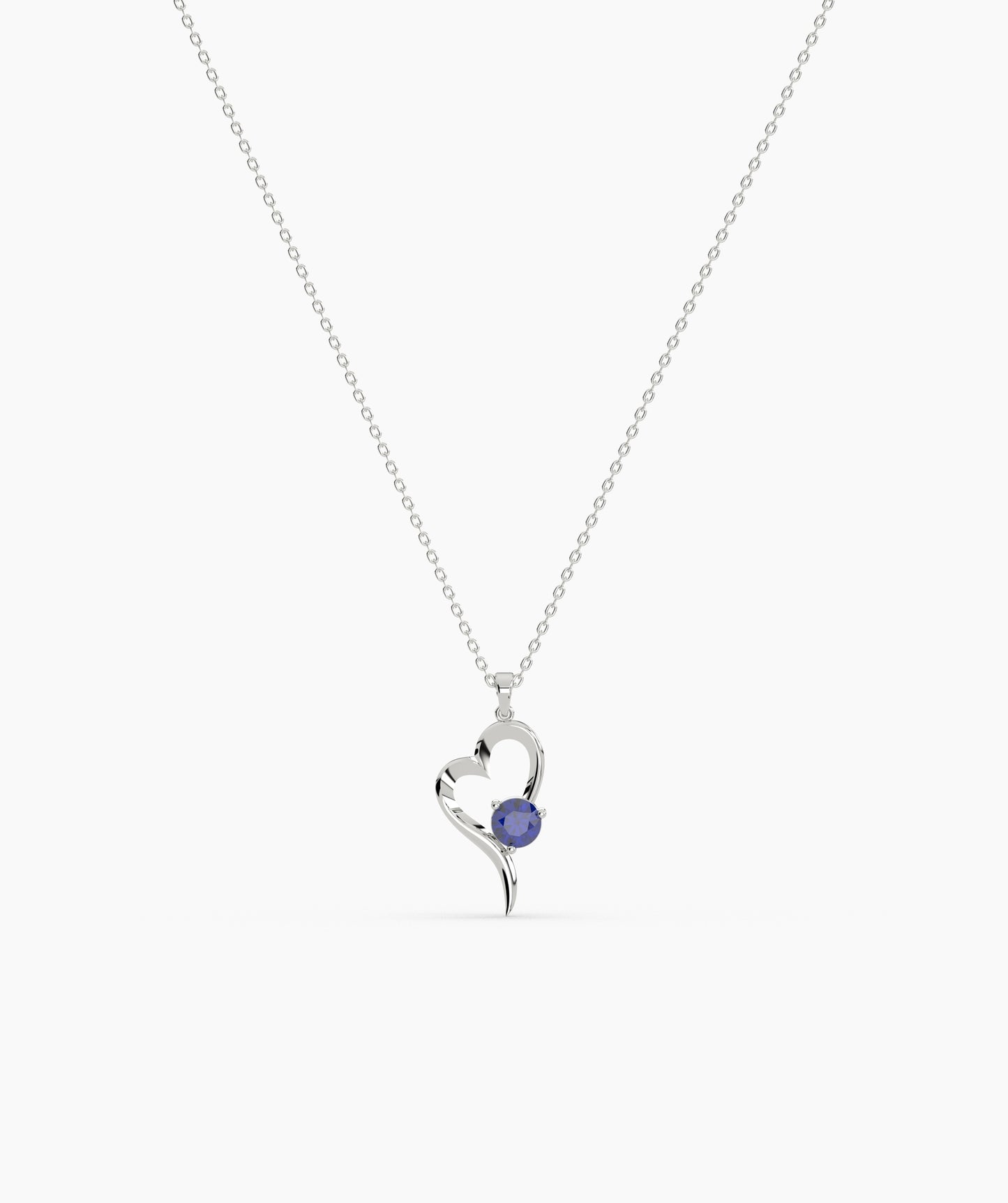 Birthstone Solitaire Open Heart Necklace