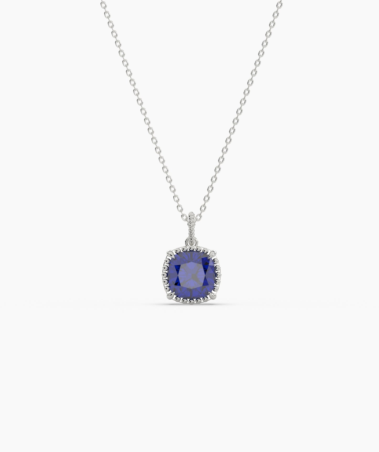Cushion Cut Sky Blue Birthstone Pendant
