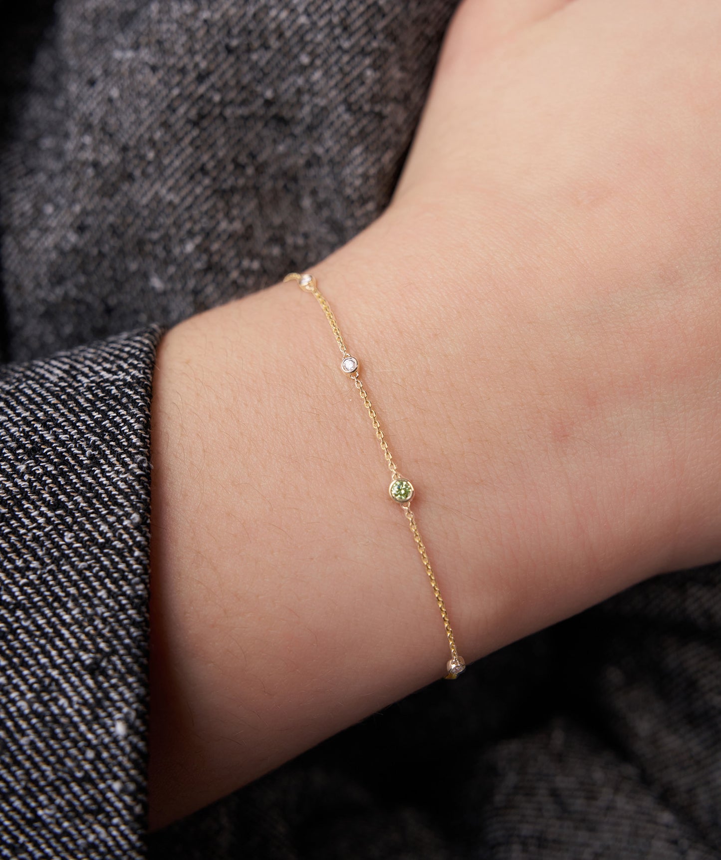 Emerald & Diamond Station Bracelet