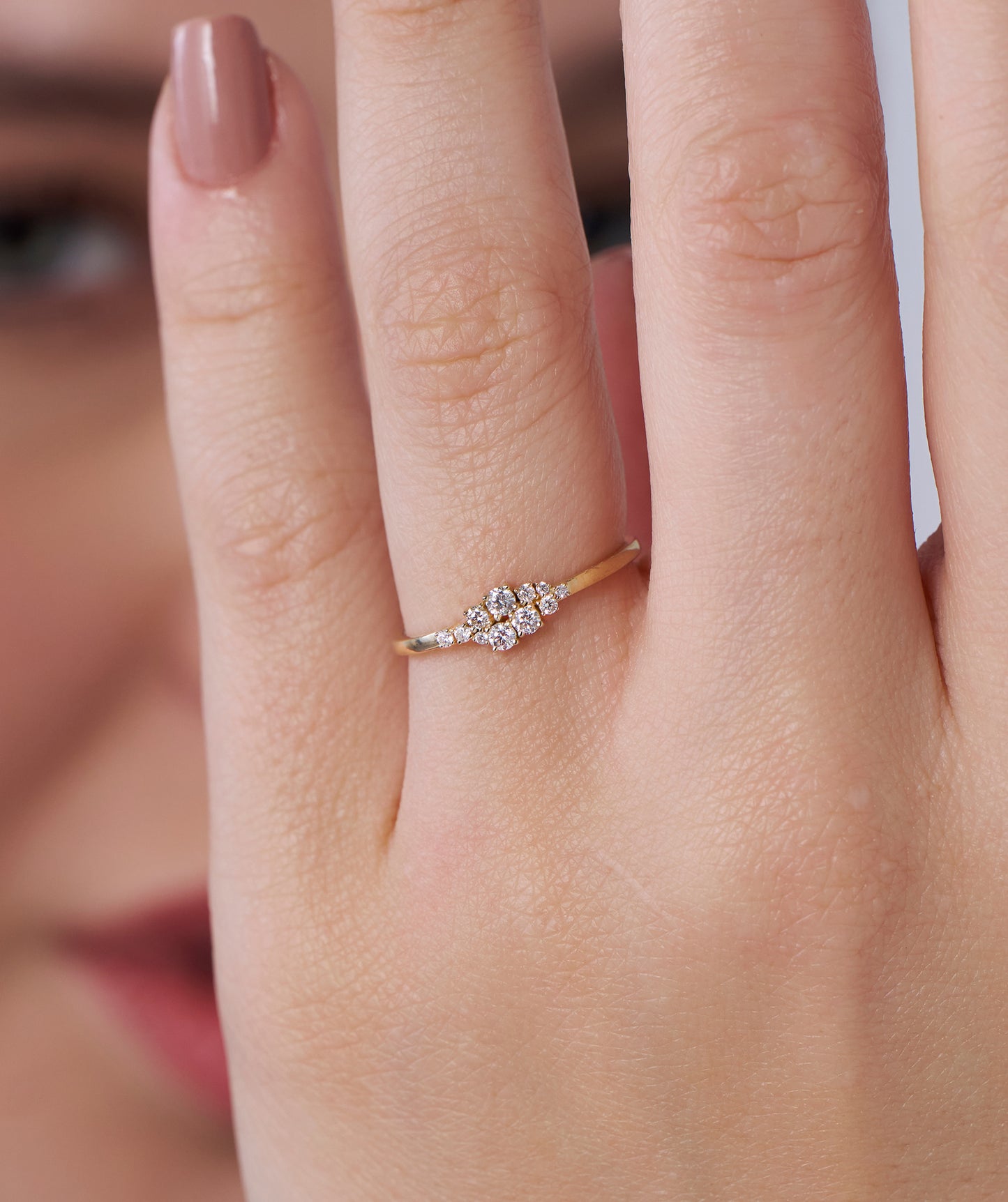 Cluster Diamond Tapered Ring