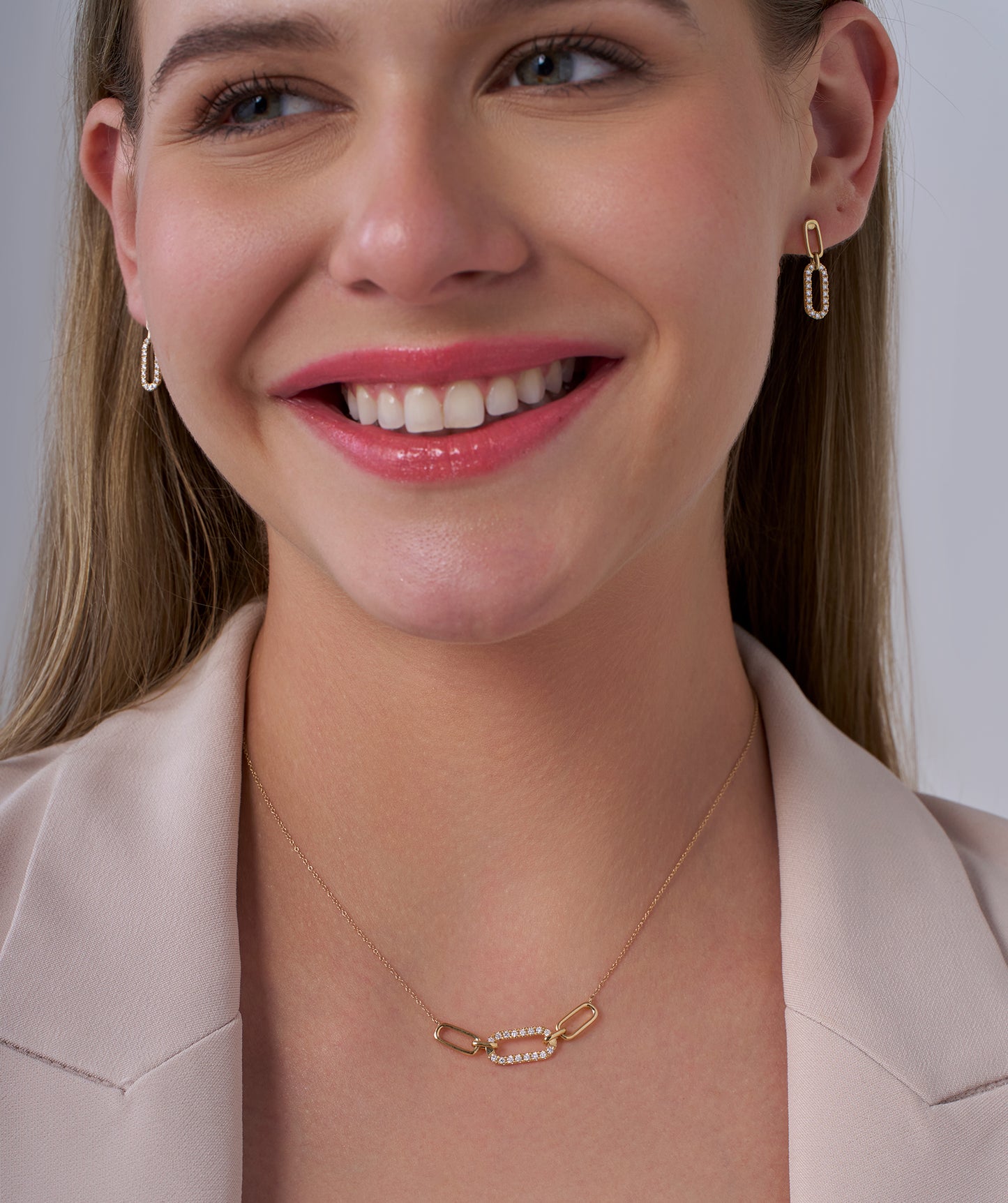 Diamond Paperclip Link Jewelry Set