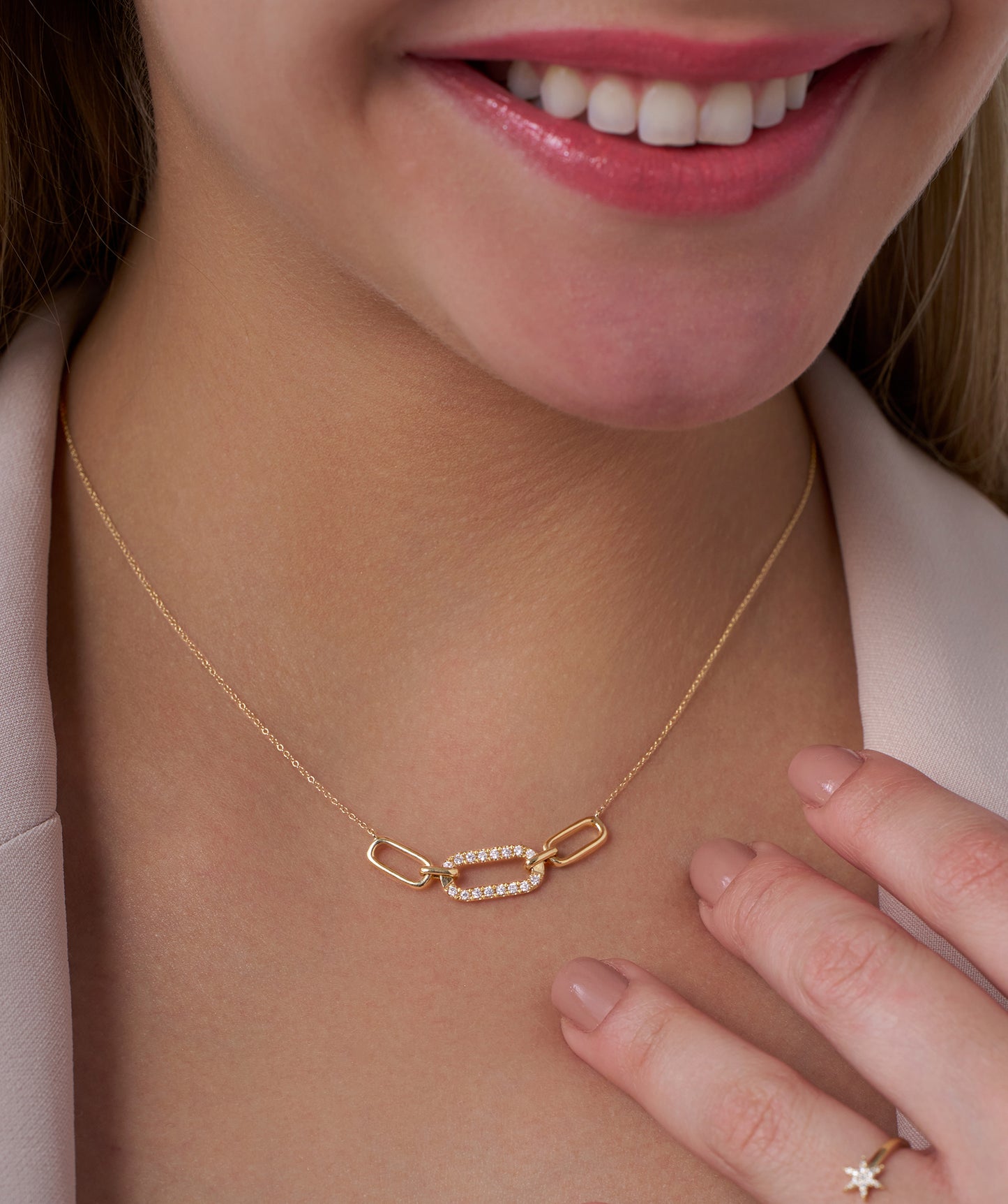 Diamond Link 14K Gold Necklace