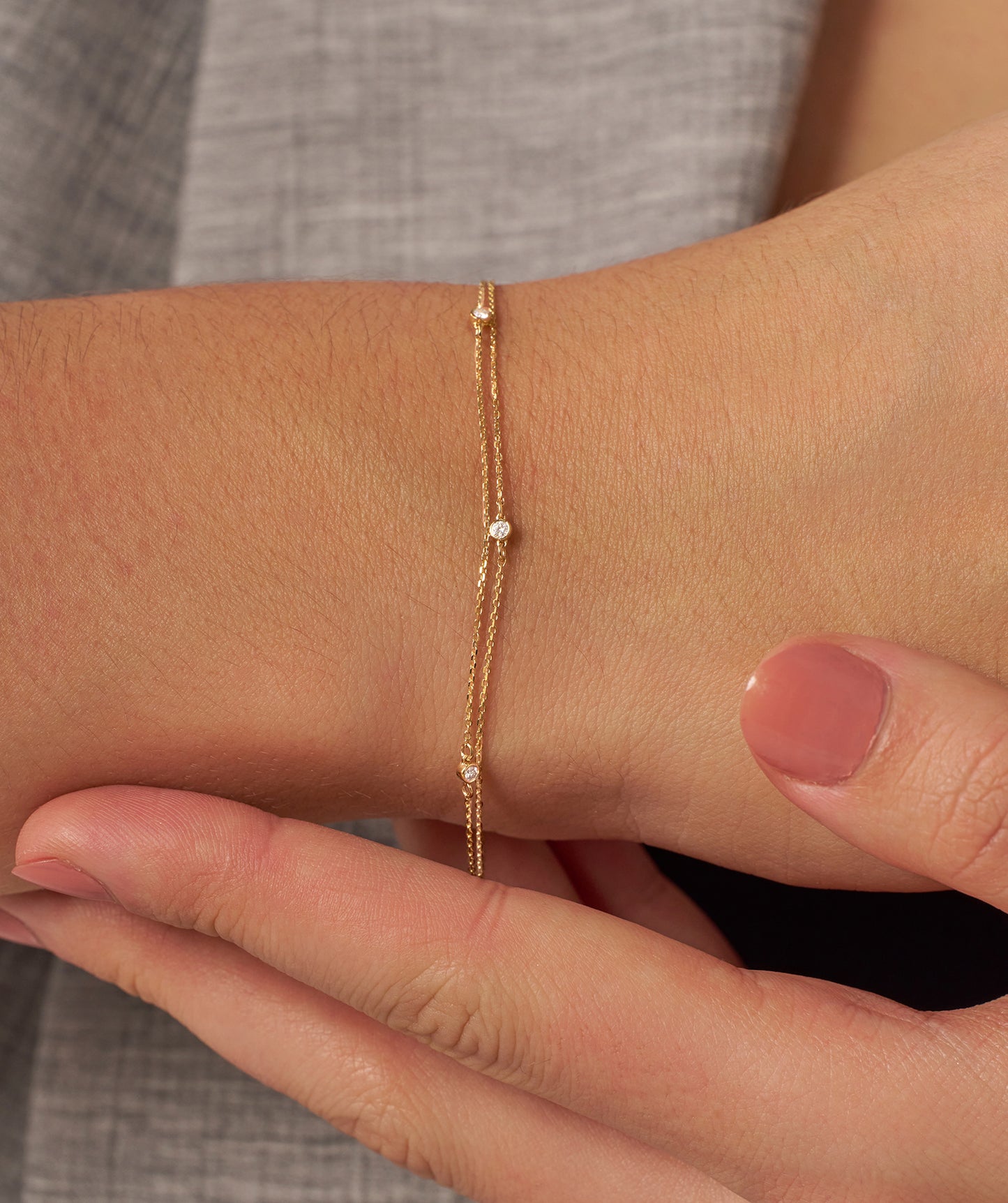 Minimalist Diamond Charm Bracelet