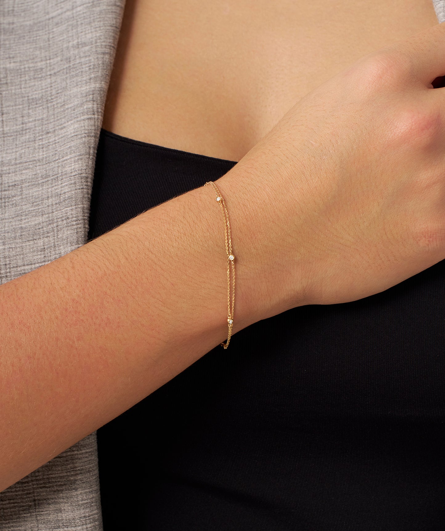 Minimalist Diamond Charm Bracelet