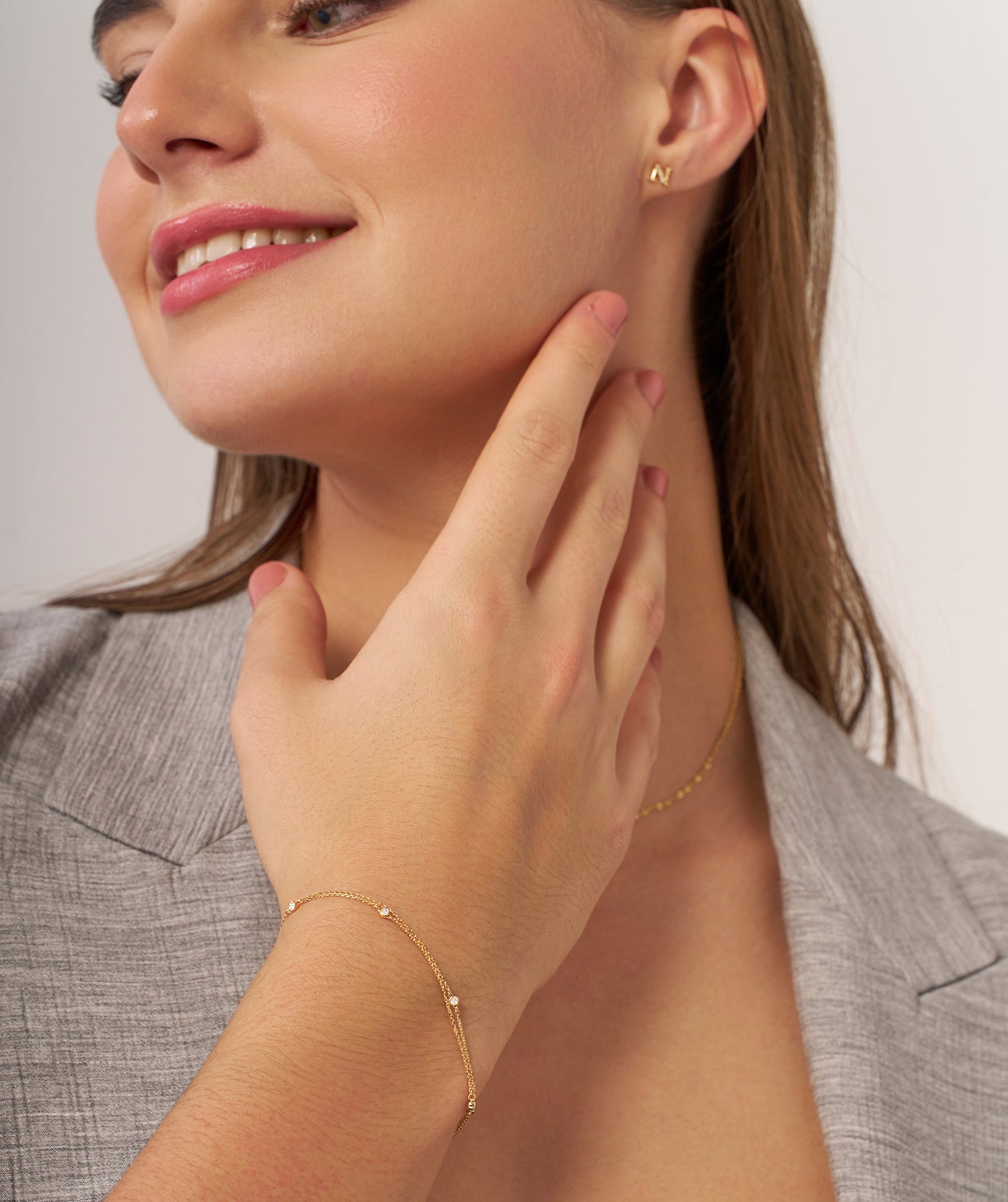 Minimalist Diamond Charm Bracelet