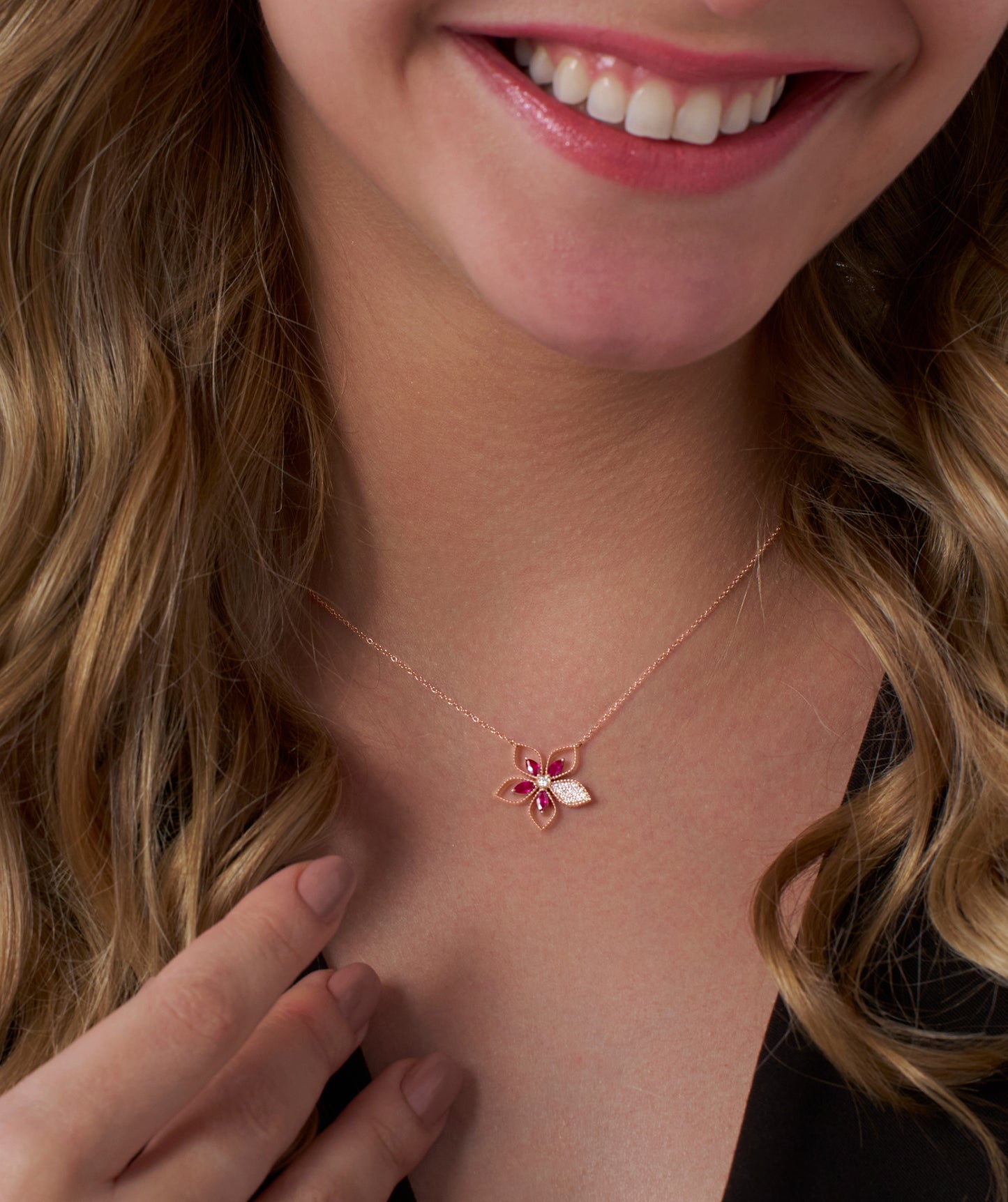 Ruby Bloom 14K Gold Necklace