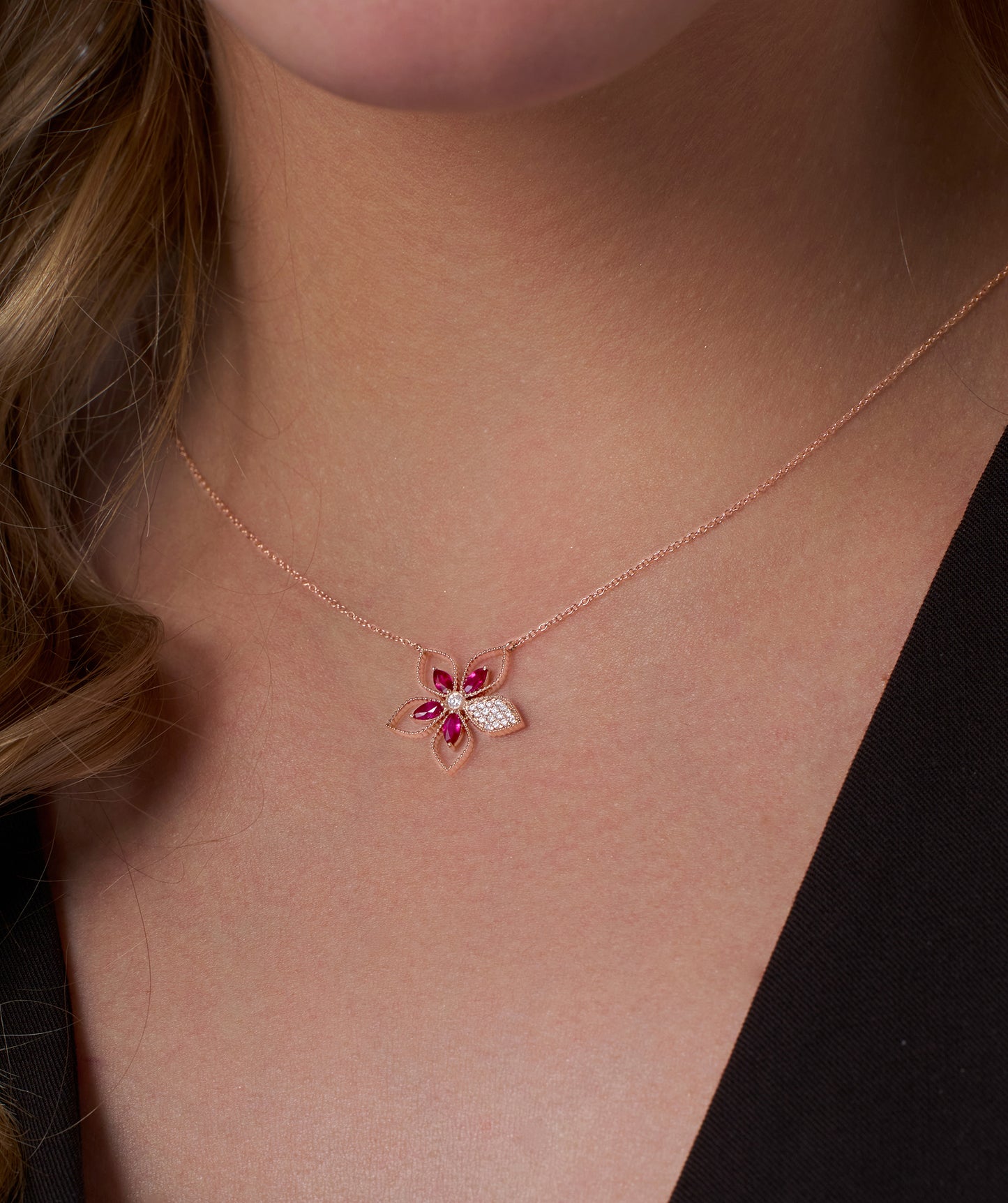Ruby Bloom 14K Gold Necklace