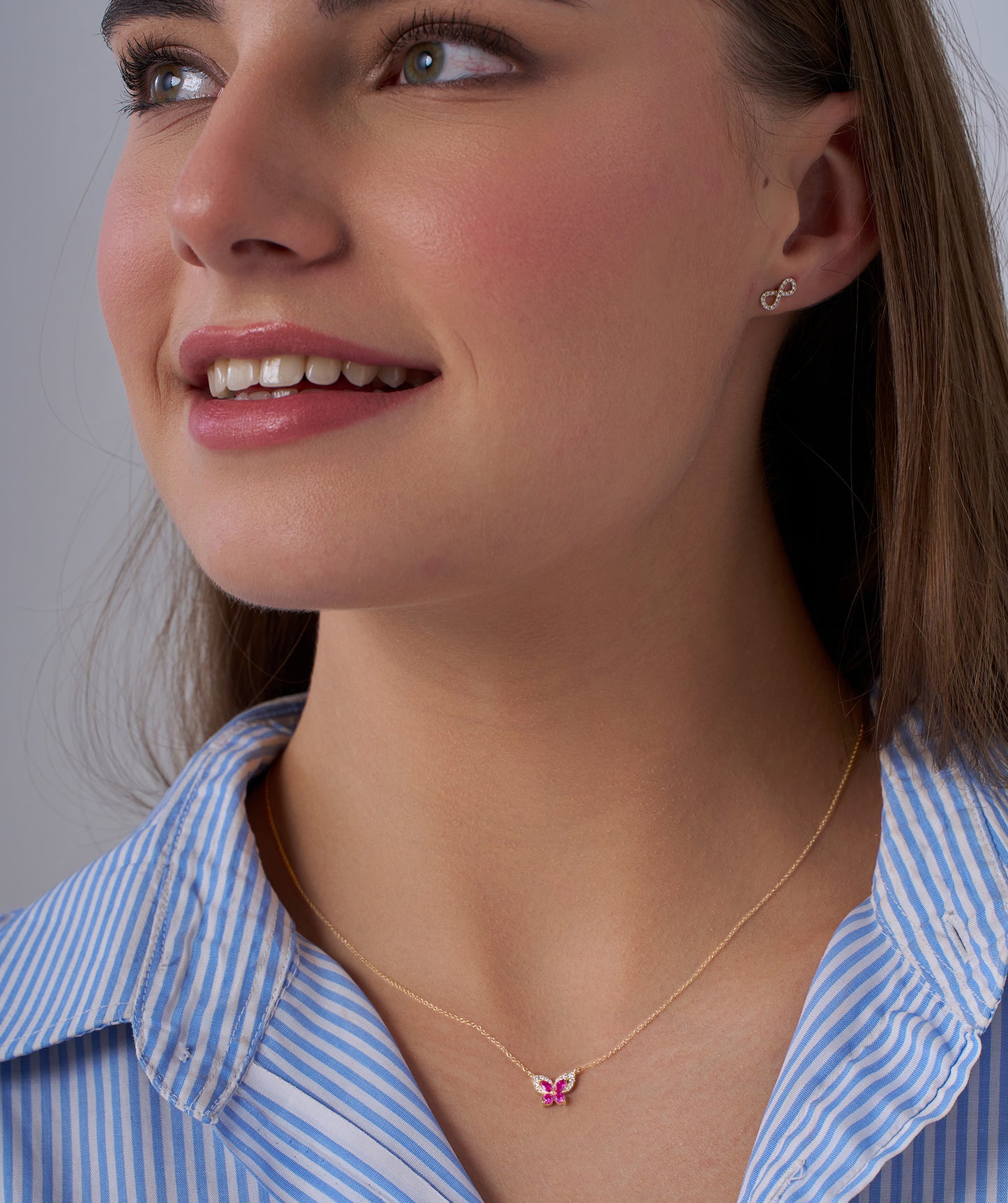 Ruby Butterfly Gold Necklace