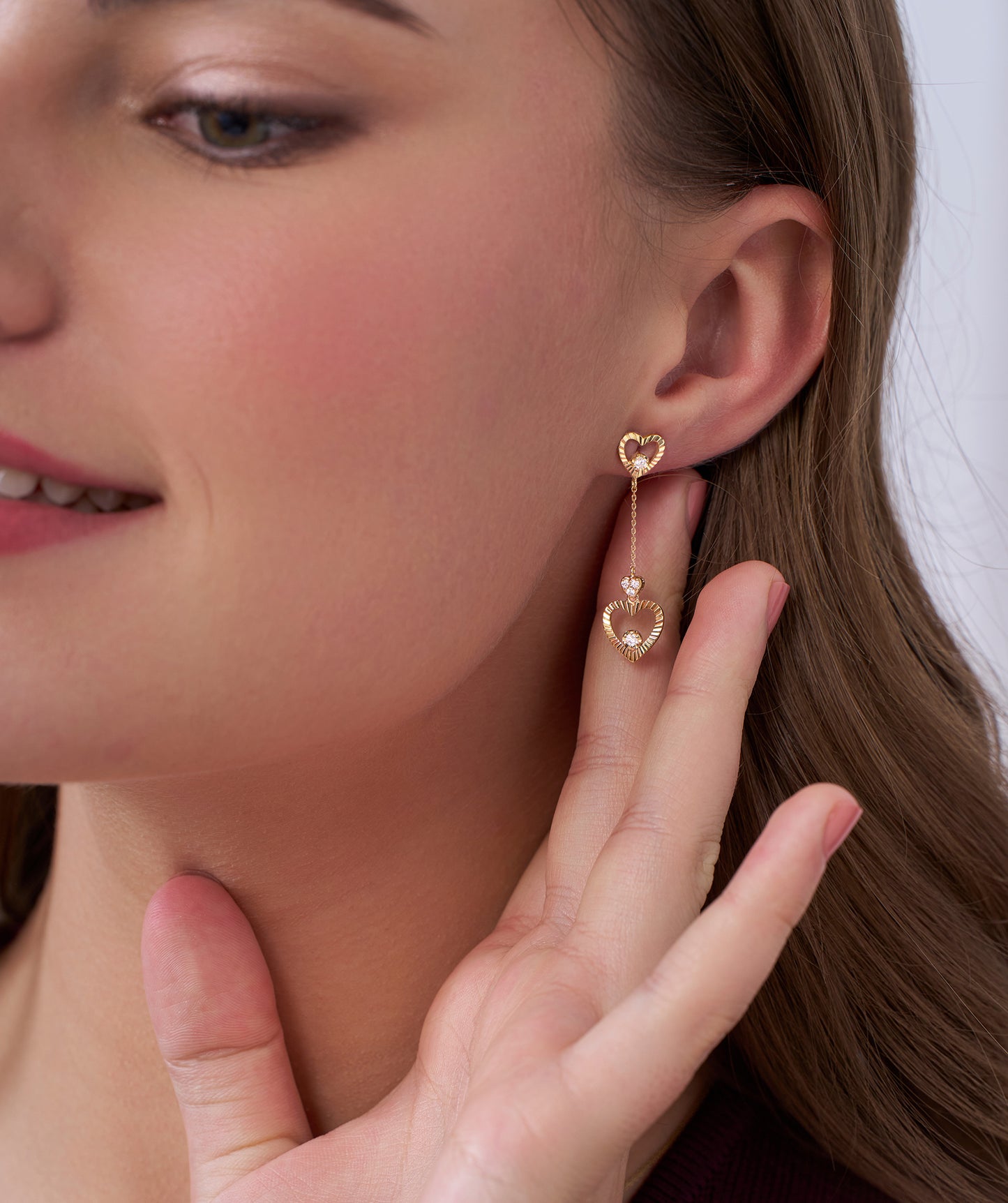 Double Heart Drop Earrings
