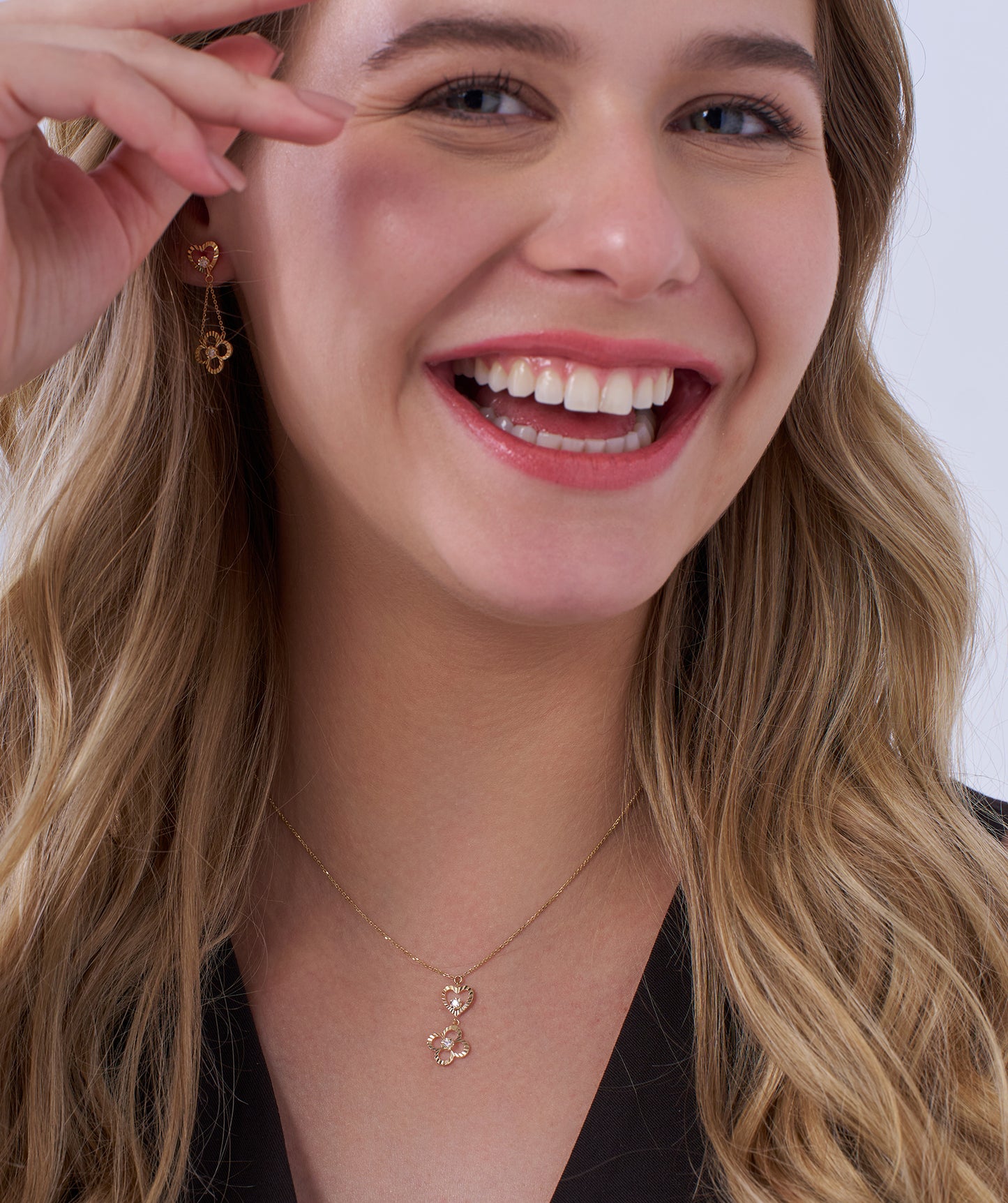 Heart & Flower Diamond Jewelry Set