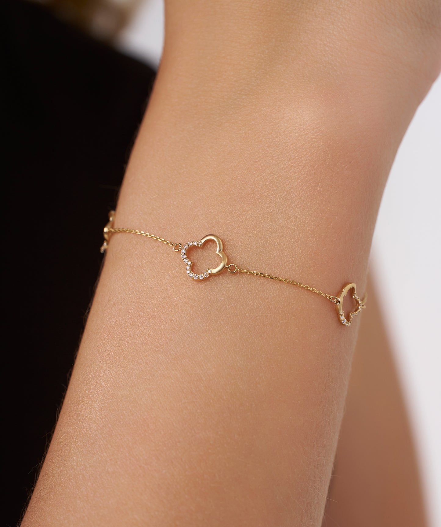 14K Gold Clover Diamond Jewelry Set