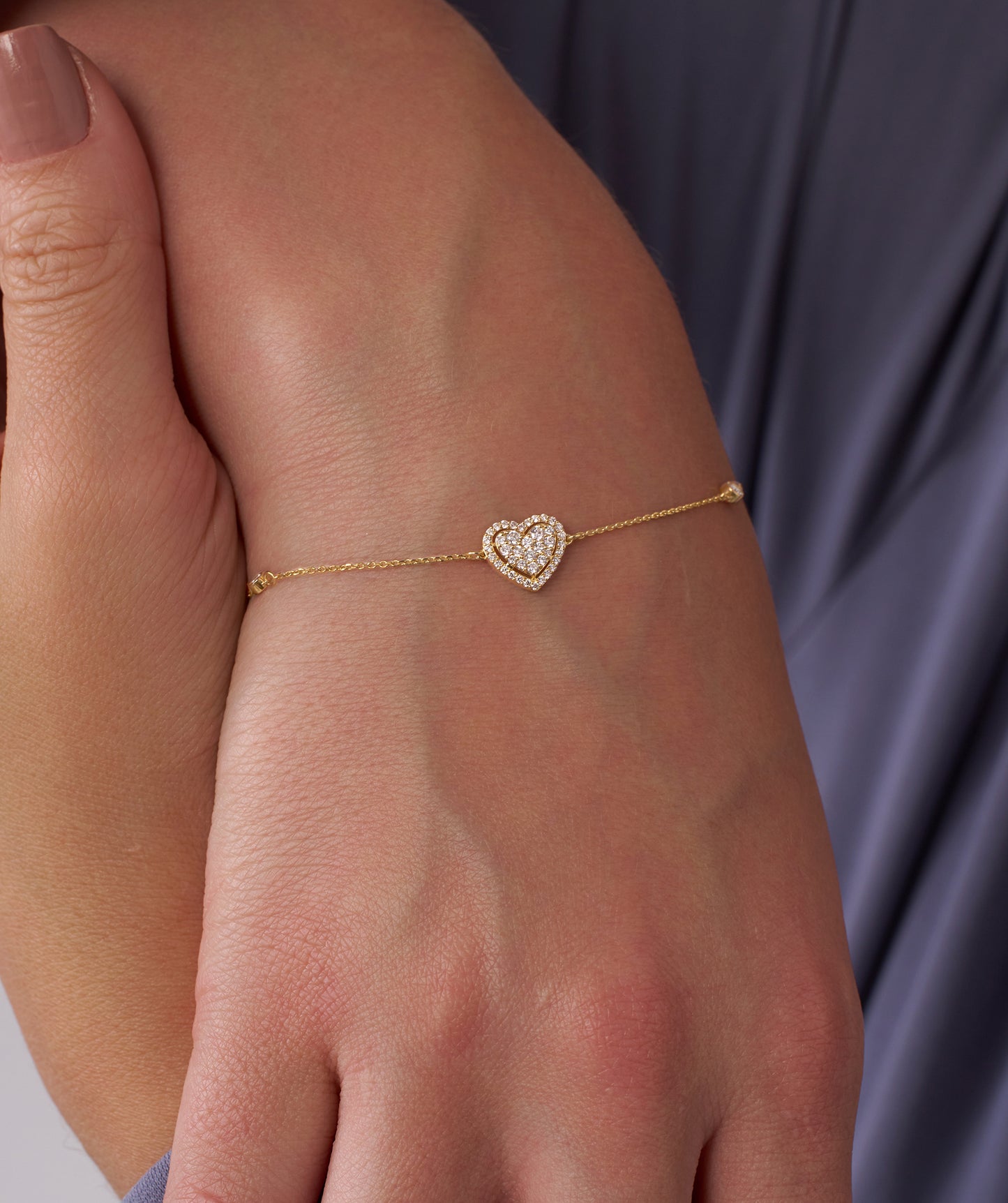 Heart of 14K Gold Diamond Bracelet