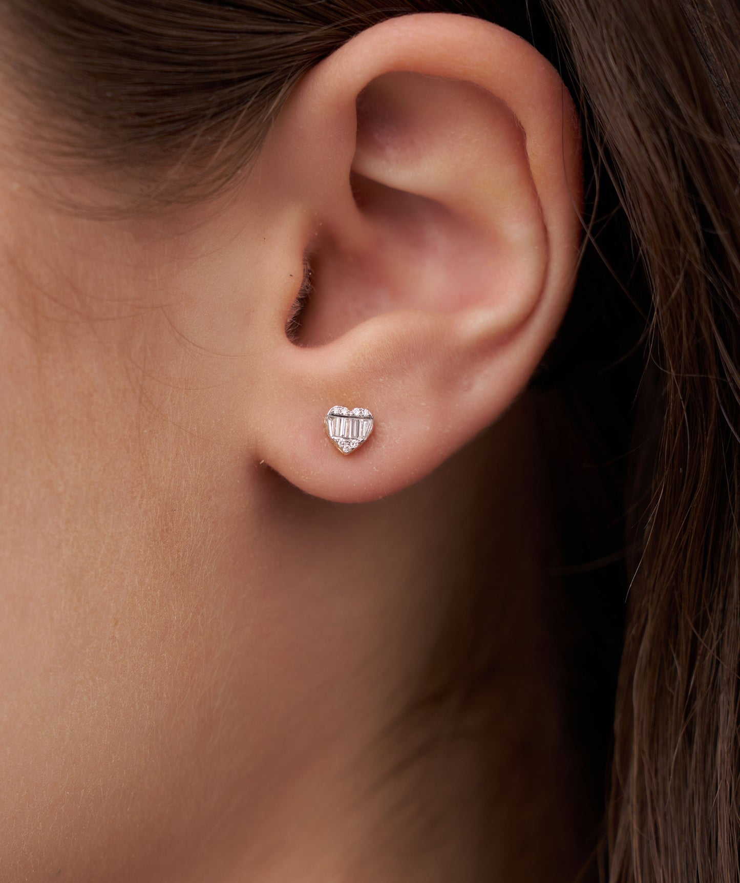 Baguette Diamond Heart Earrings