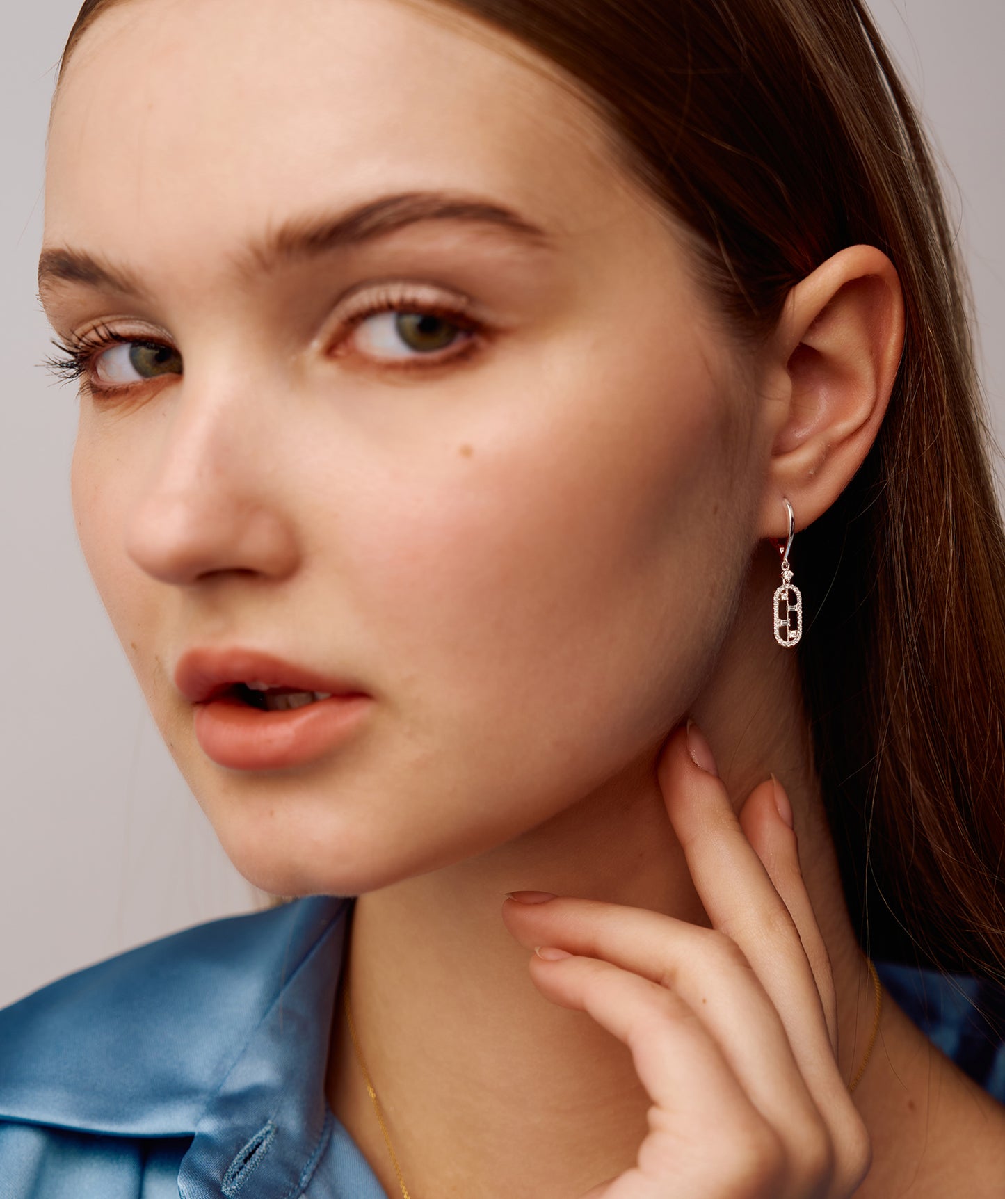 Modern Diamond Link Drop Earrings