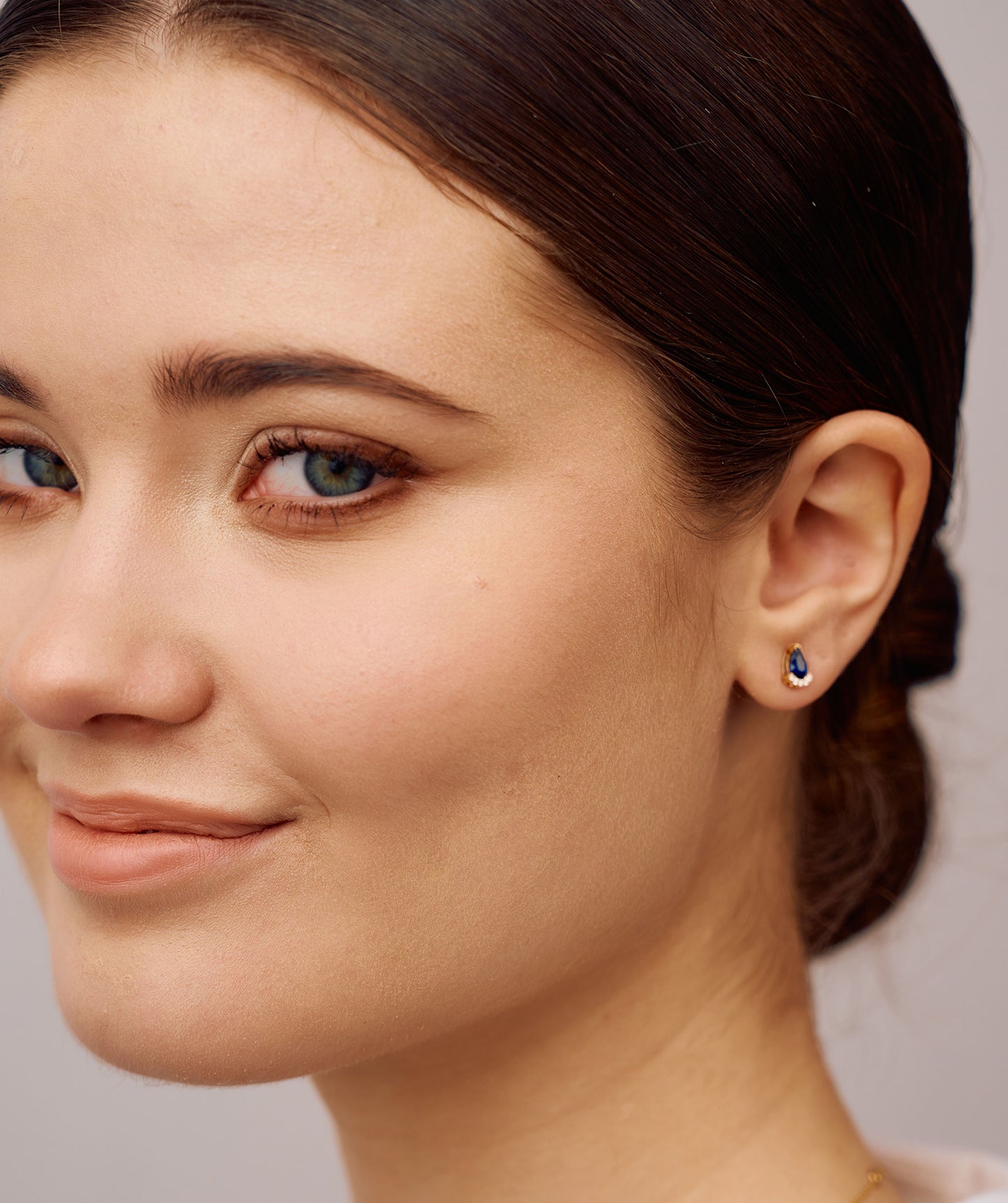 Blue Sapphire & Diamond Pear Studs