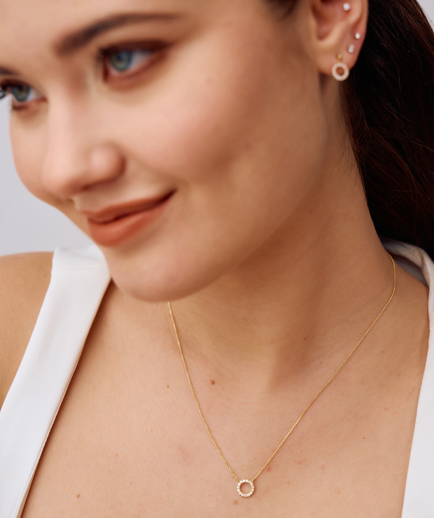 14K Gold Diamond Circle Jewelry Set