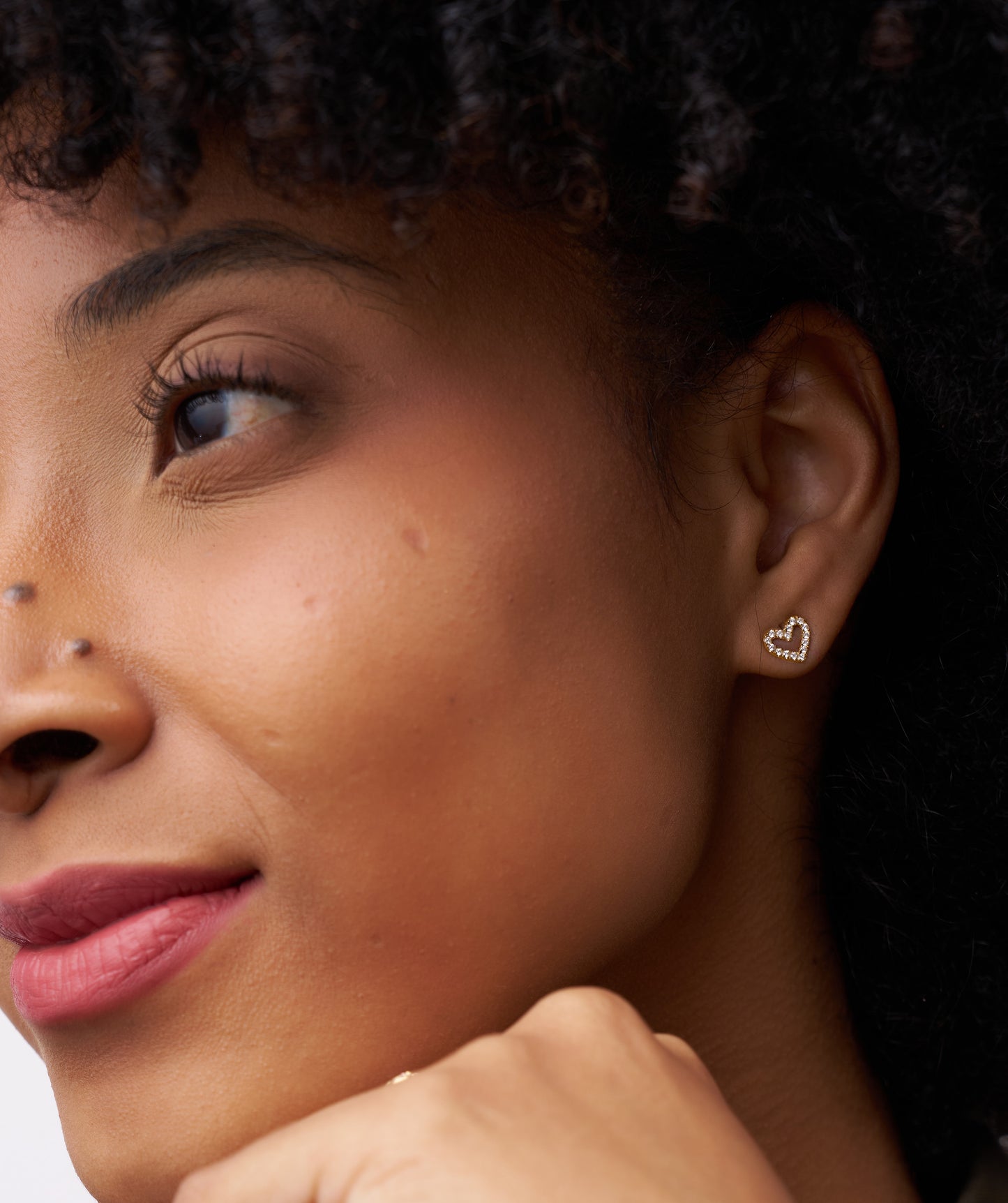 Diamond Heart Stud Earrings