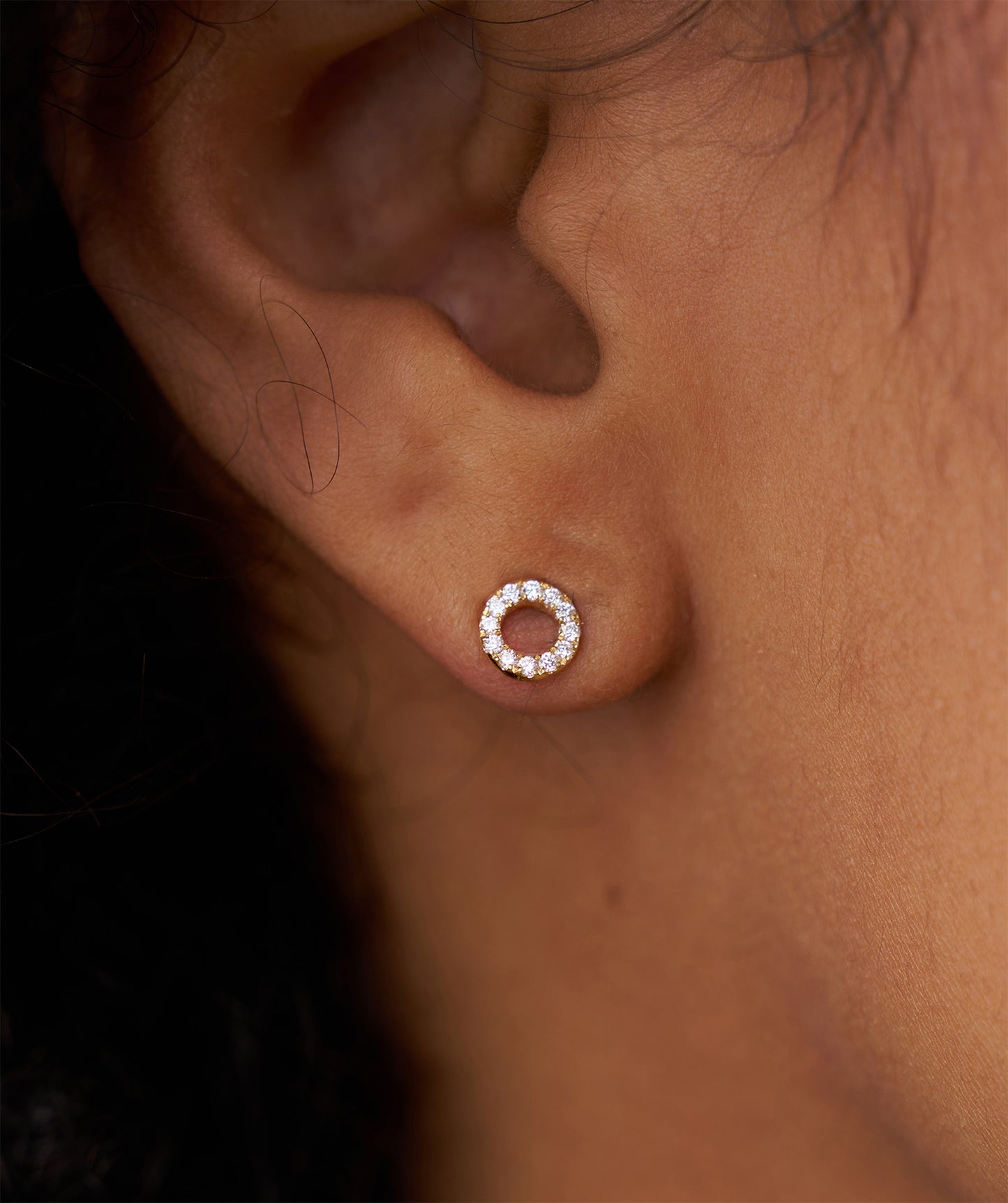 Classic Diamond Open Circle Earrings